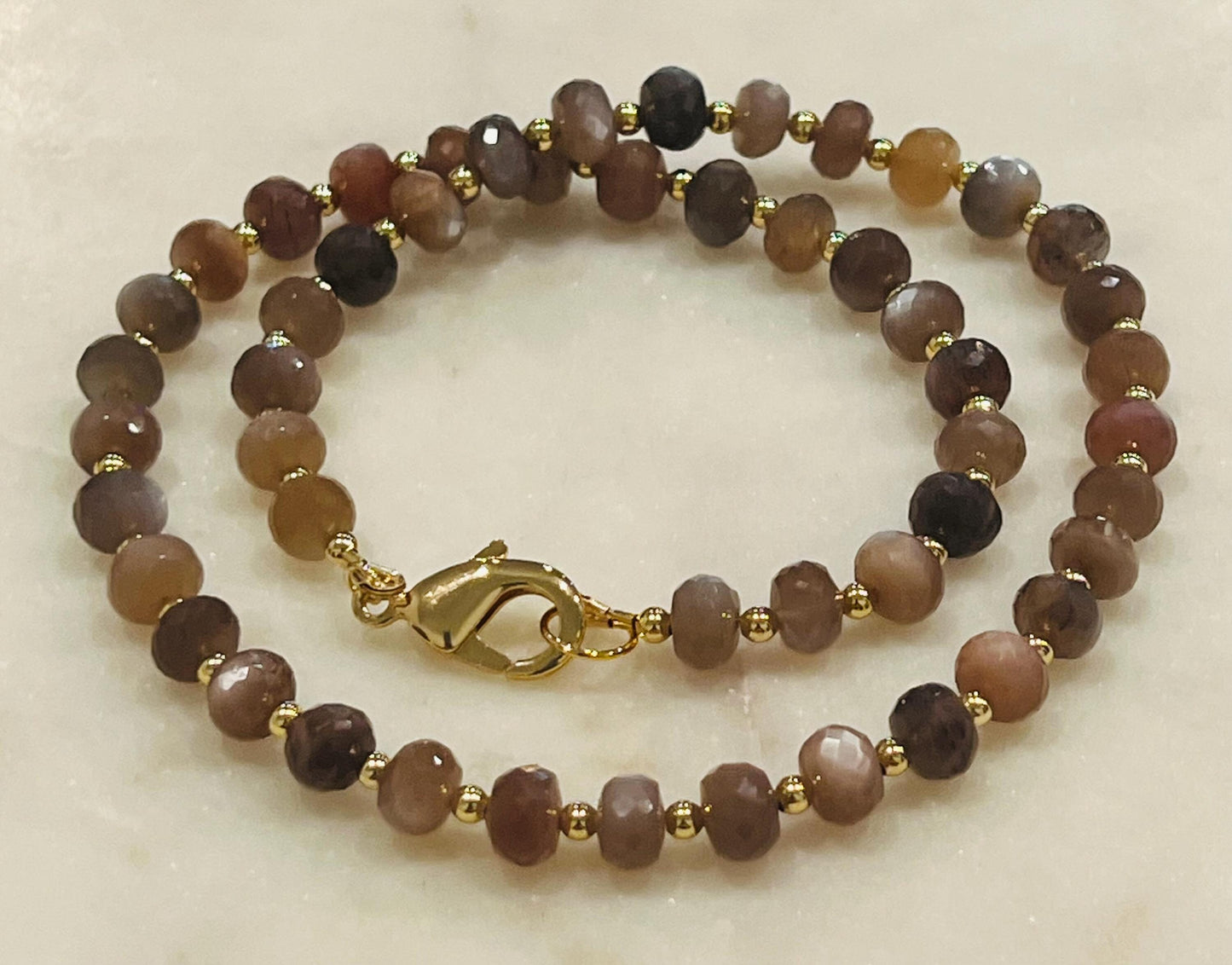 Chocolate Moonstone Beaded Necklace