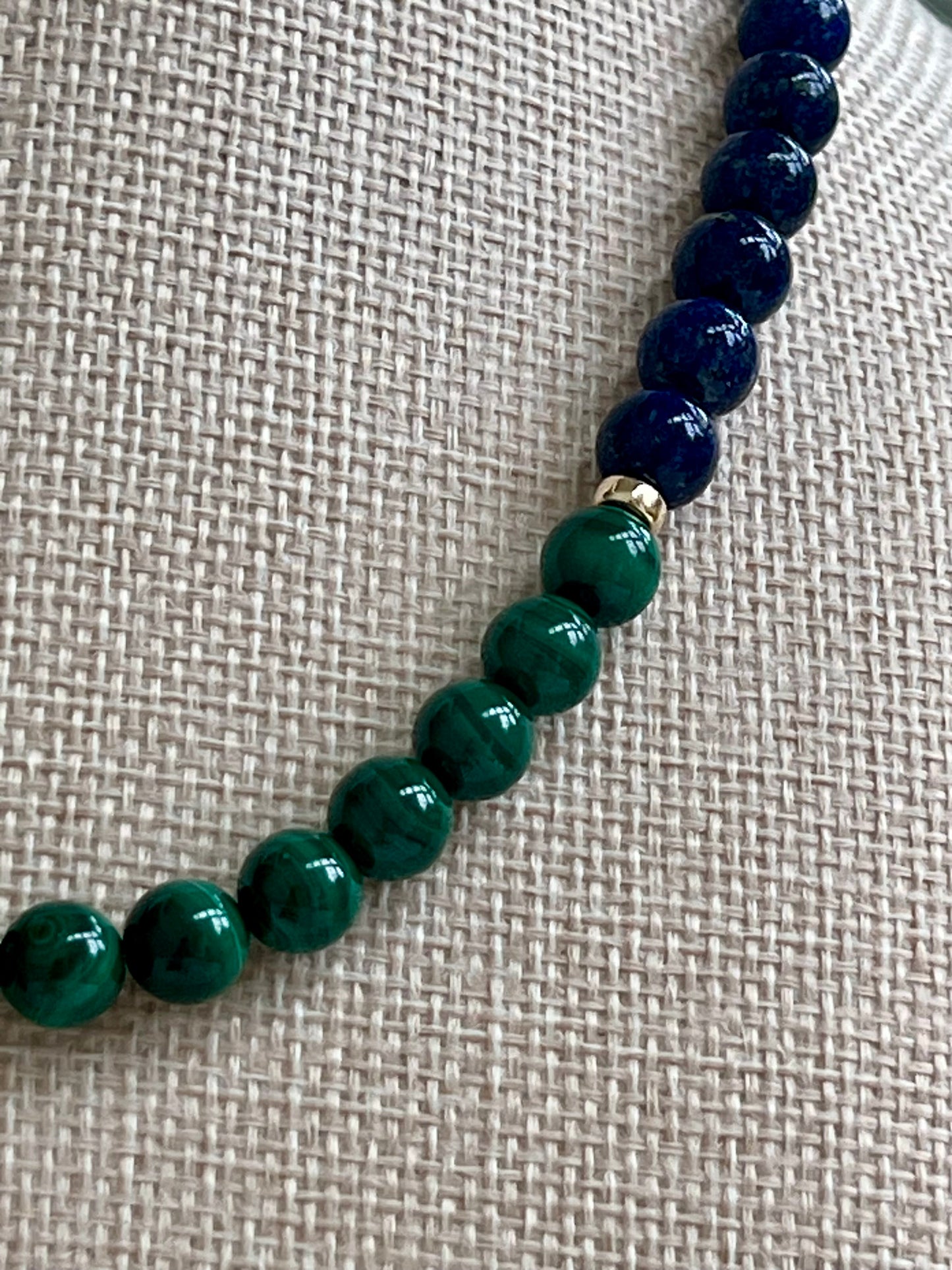 Malachite and Lapis Beaded Necklace
