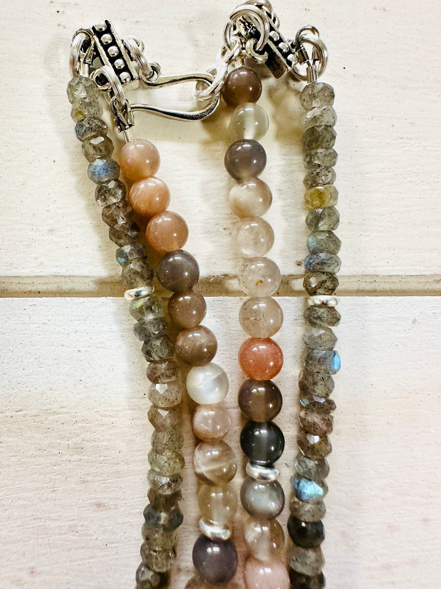 Labradorite Moonstone Beaded Two Strand Necklace
