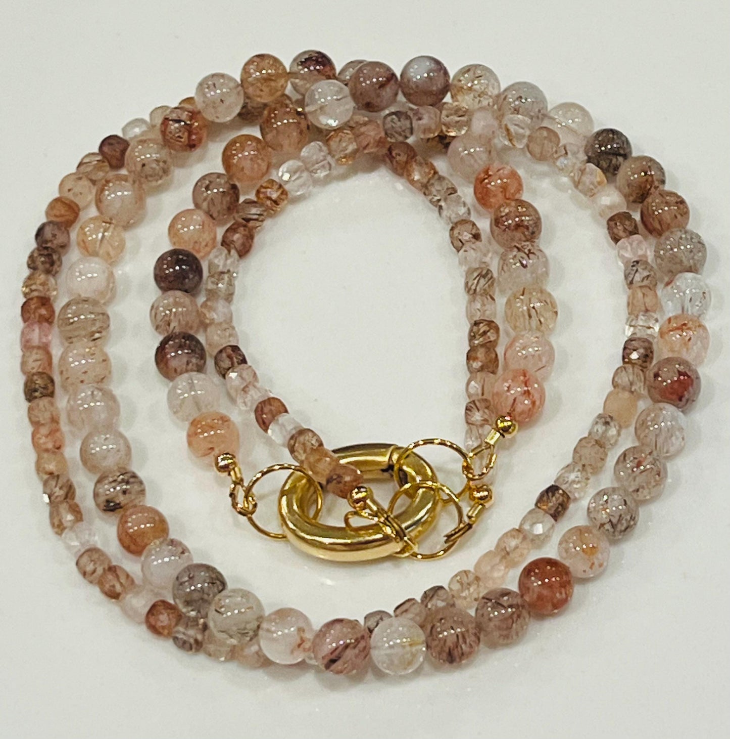 Copper Rutilated Quartz Double Strand Necklace