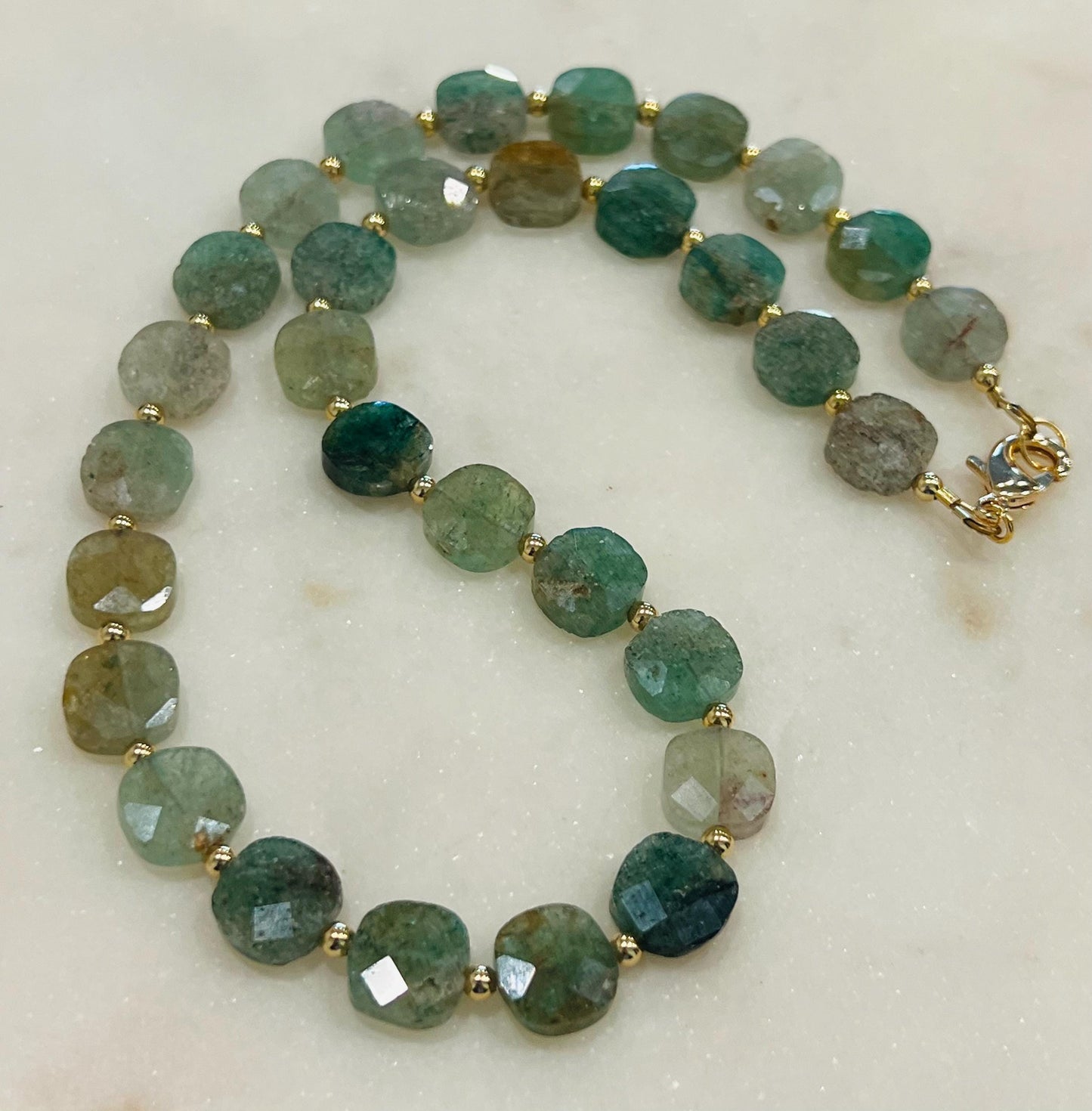 Green Strawberry Quartz Beaded Necklace