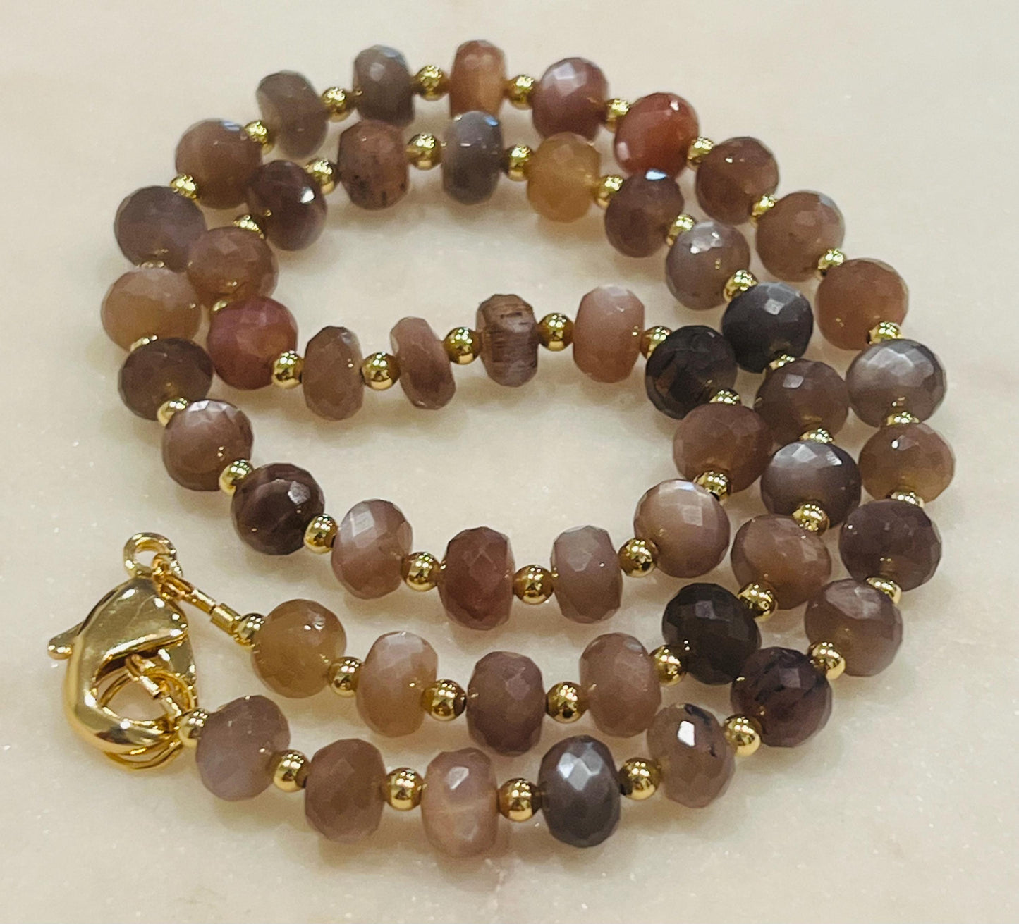Chocolate Moonstone Beaded Necklace