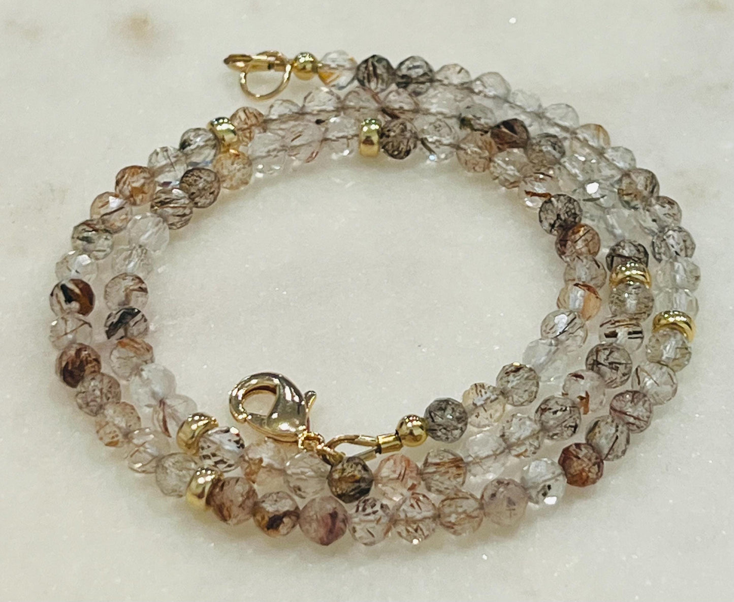 Copper Rutilated Quartz Beaded Necklace
