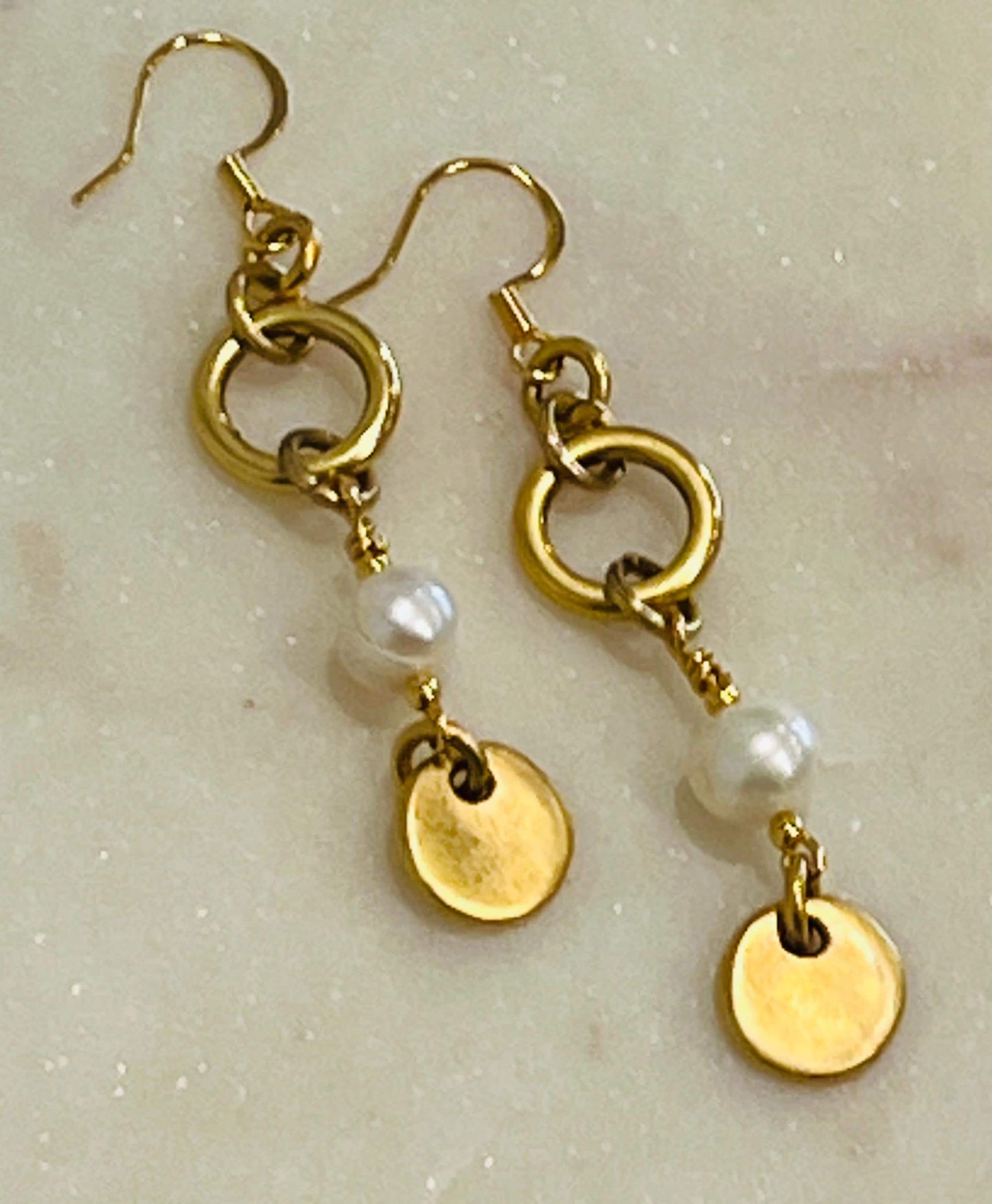 Freshwater Pearl Gold Beaded Earrings