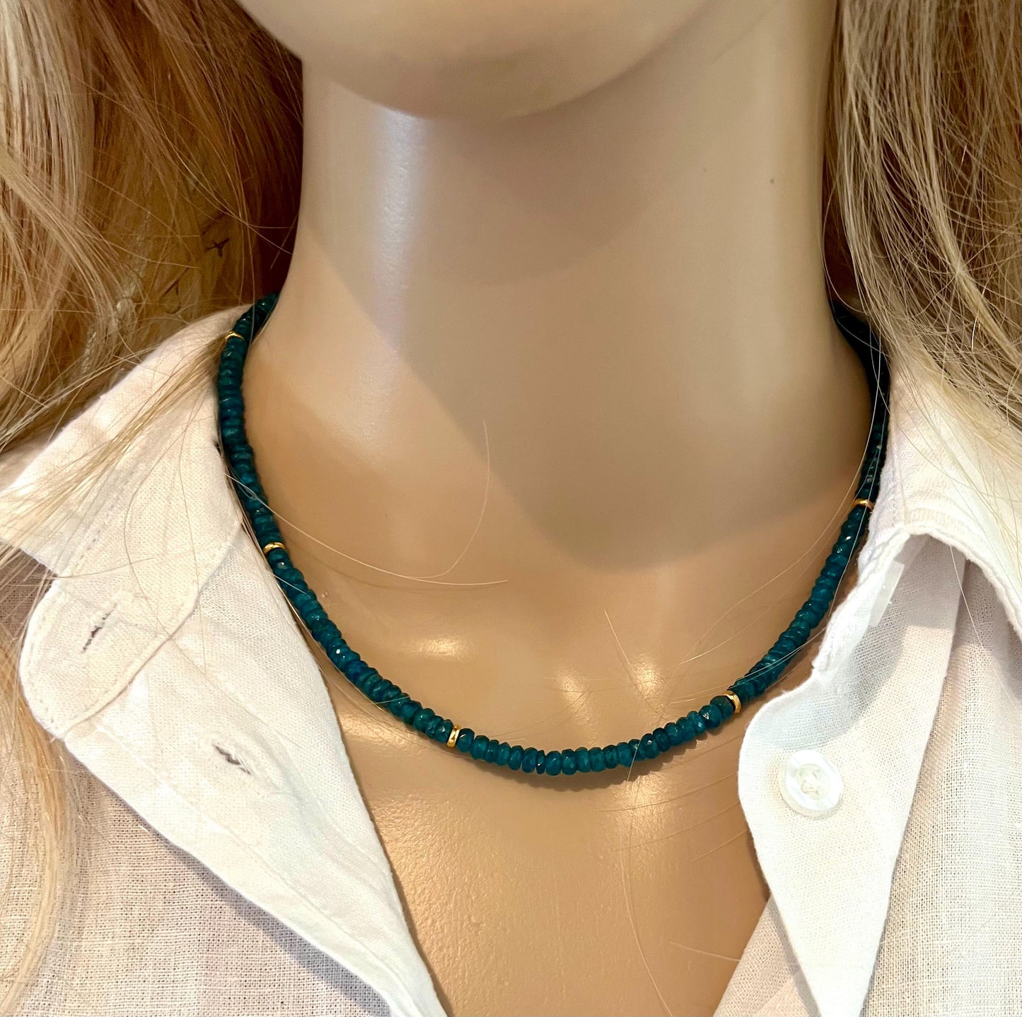 Blue Apatite Beaded Necklace