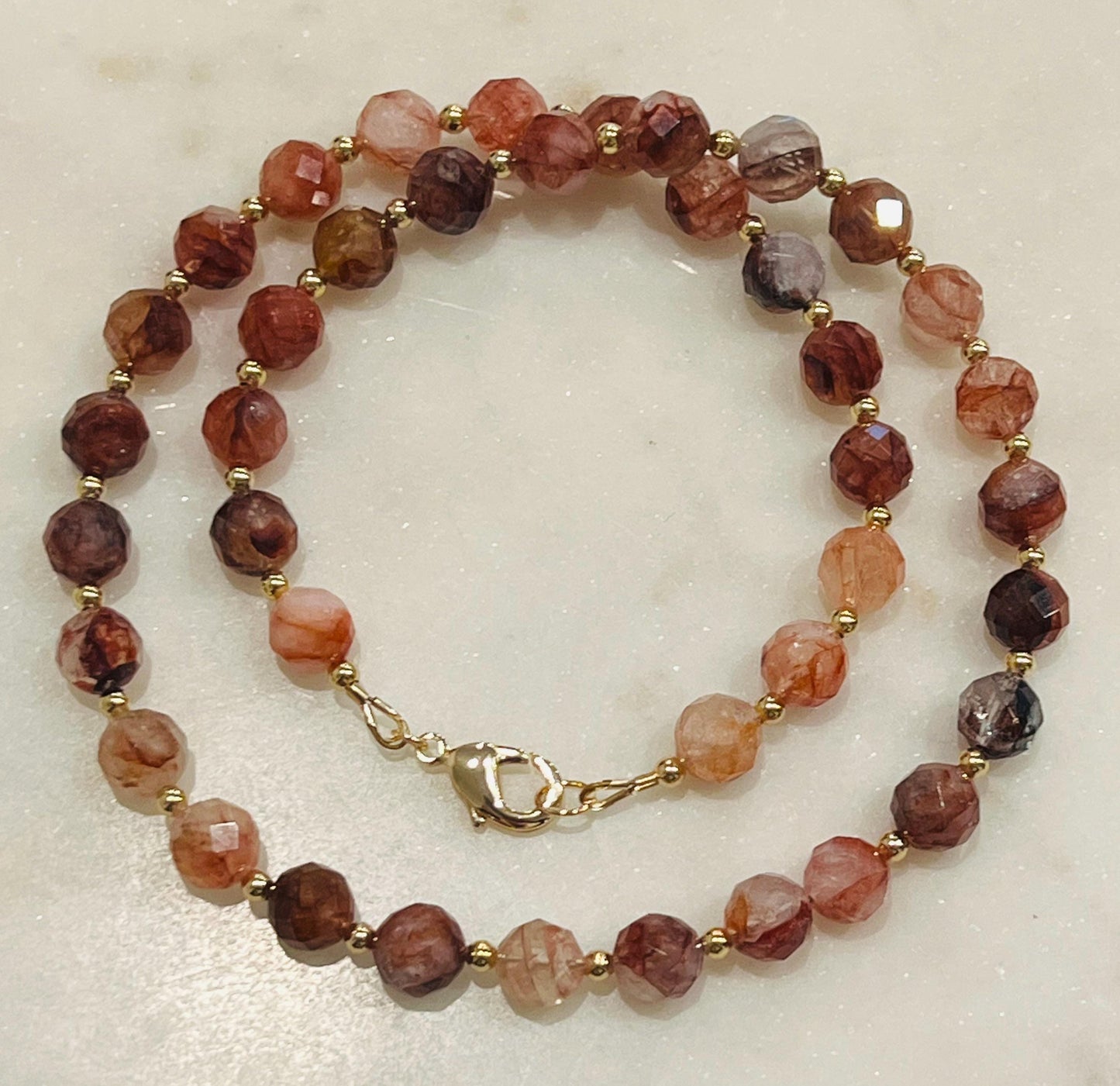 Sparkling Hematoid Quartz Beaded Necklace