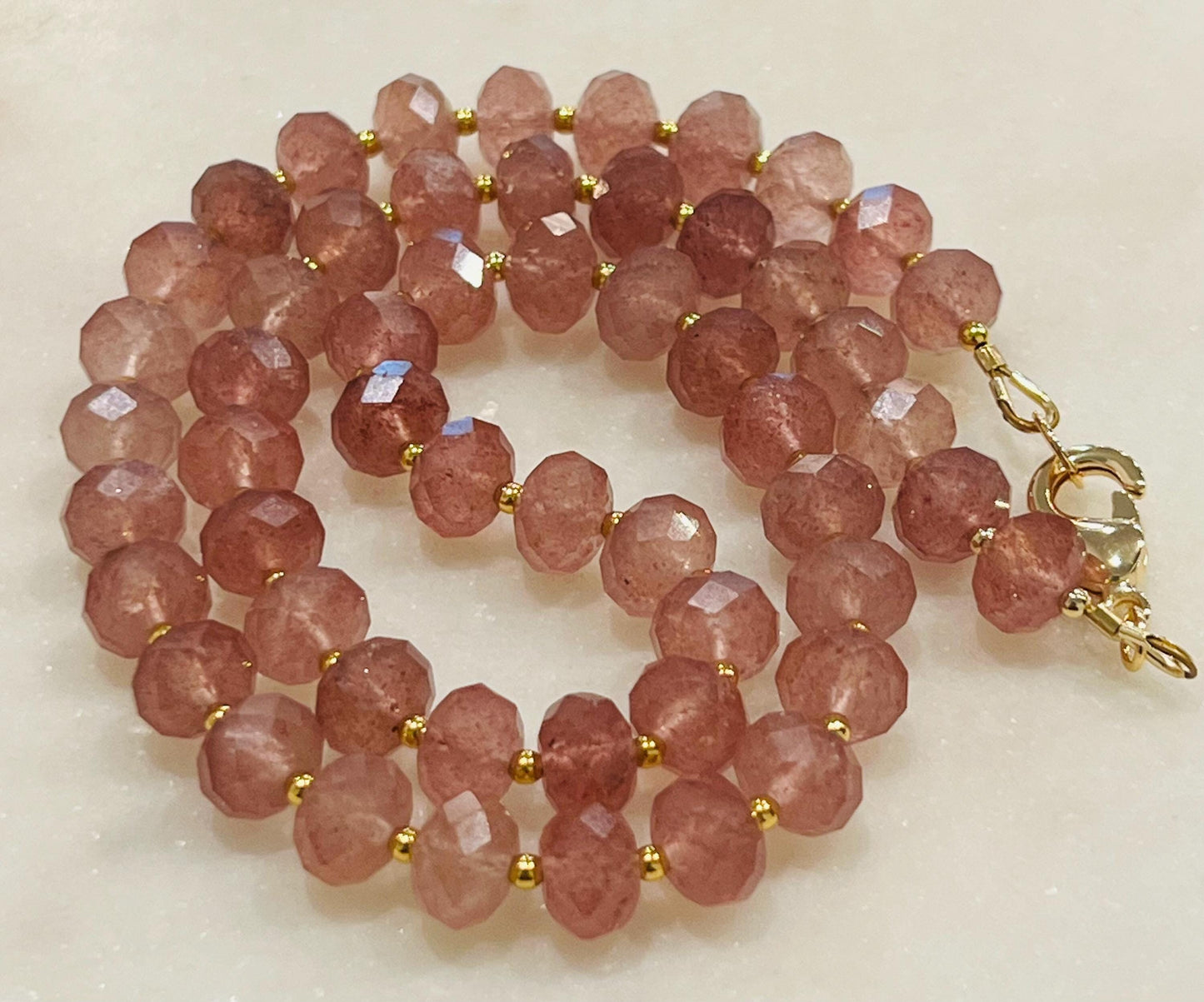 Strawberry Quartz Beaded Necklace