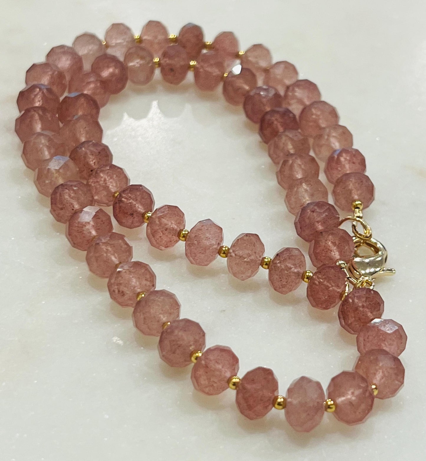 Strawberry Quartz Beaded Necklace