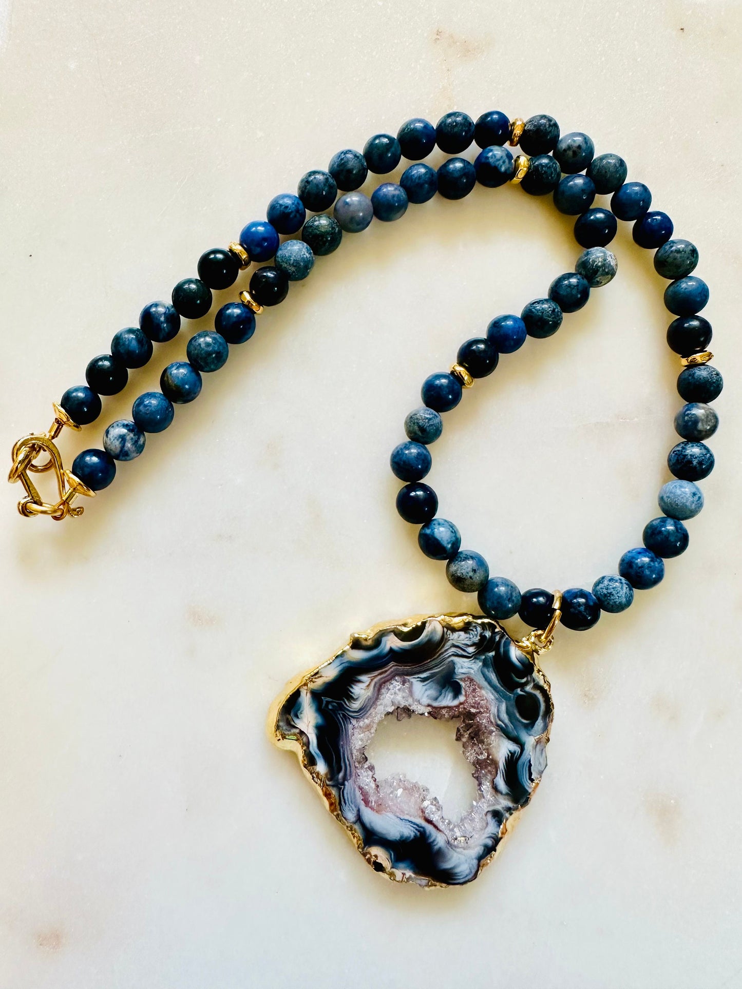 Dumortierite Quartz Beaded Necklace