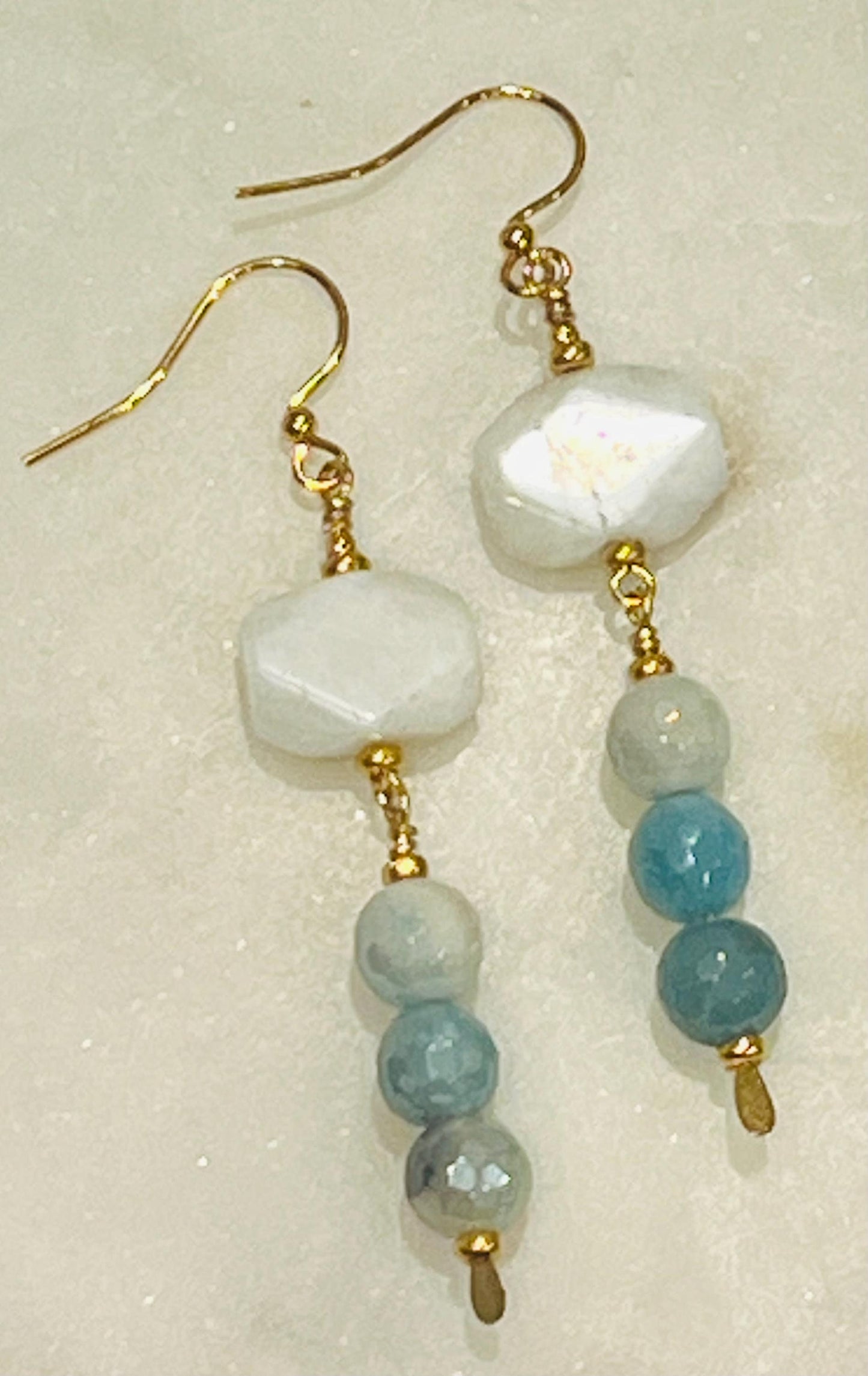 Rainbow Moonstone and Mystic Amazonite Beaded Earrings
