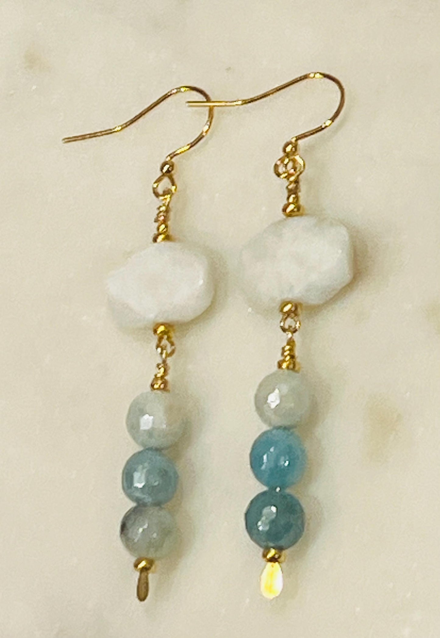 Rainbow Moonstone and Mystic Amazonite Beaded Earrings