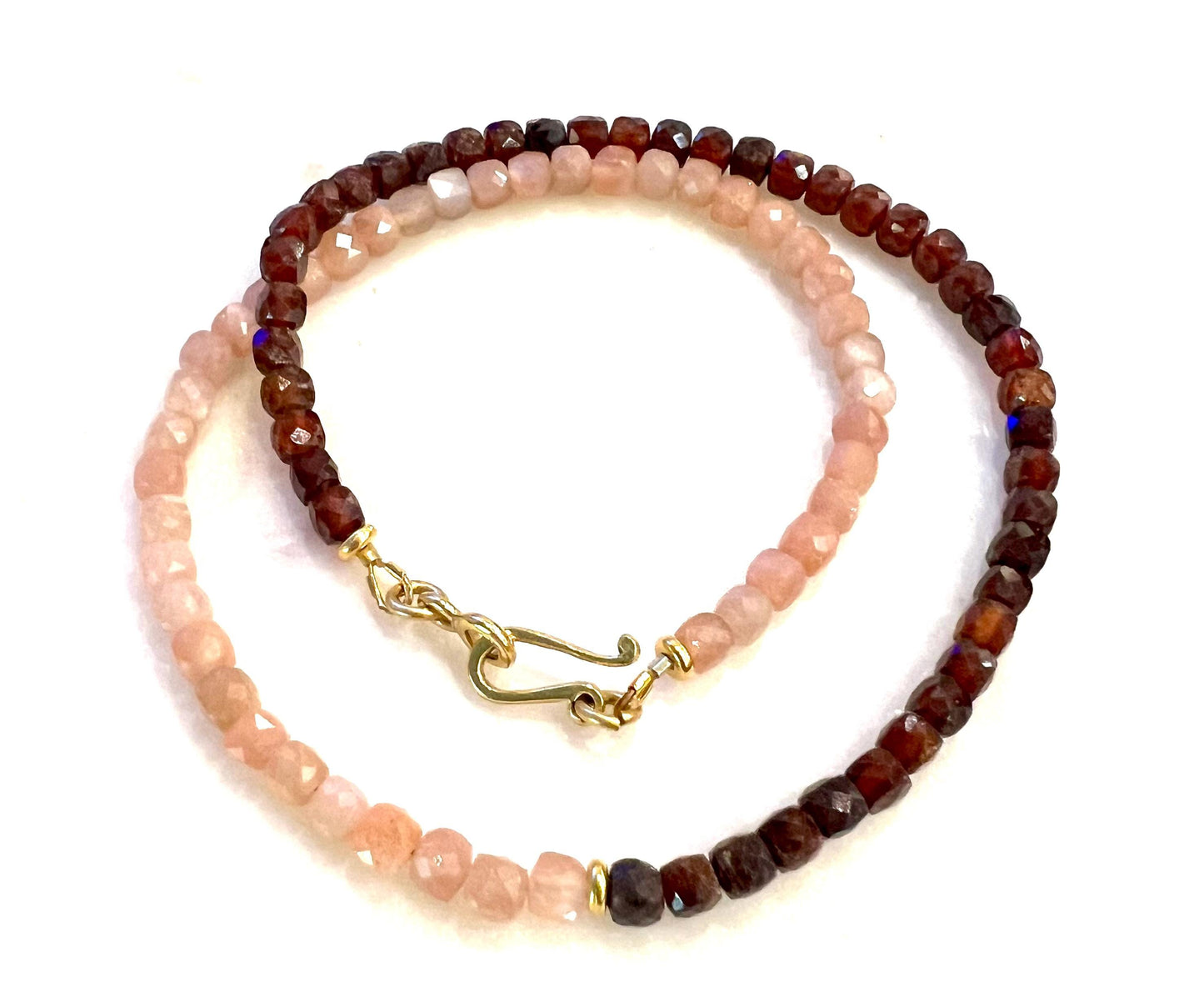 Sunstone and Hessonite Beaded Necklace