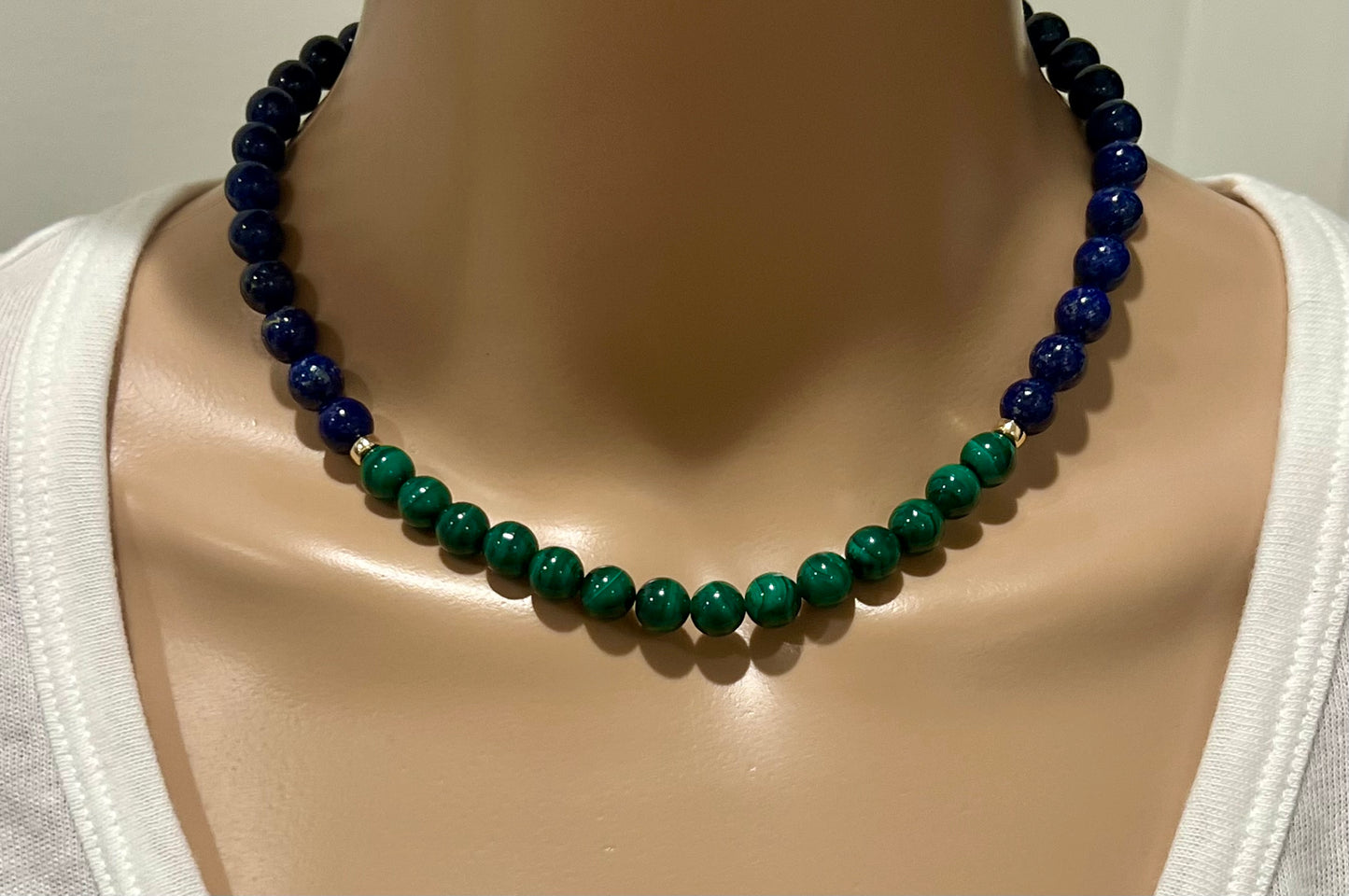 Malachite and Lapis Beaded Necklace