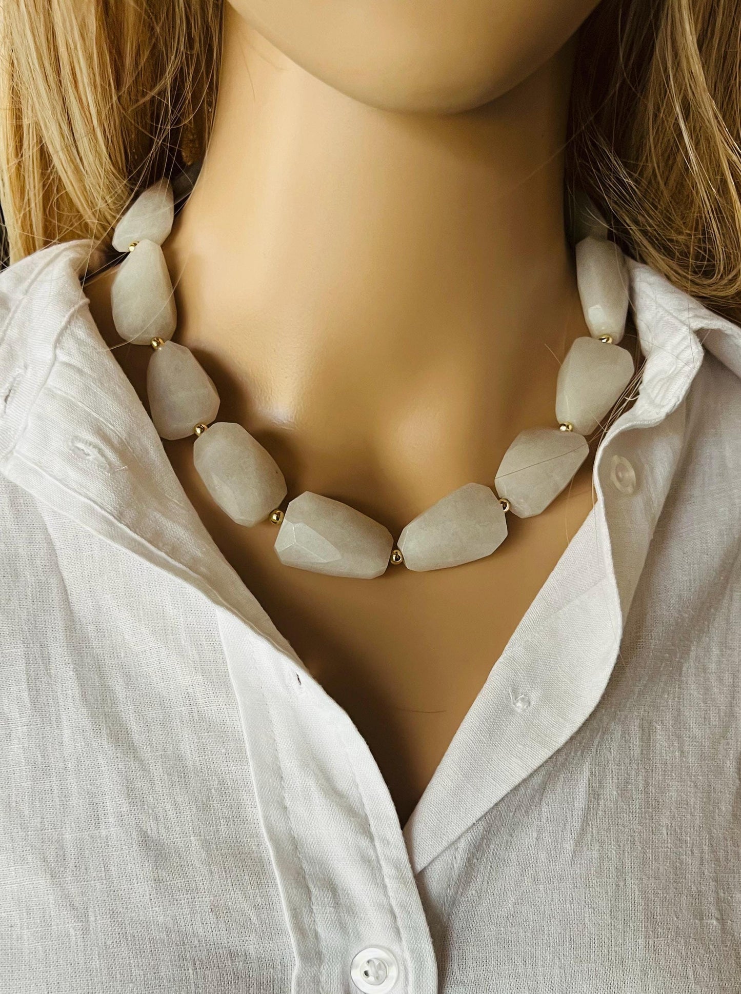 Snow Quartz Beaded Necklace