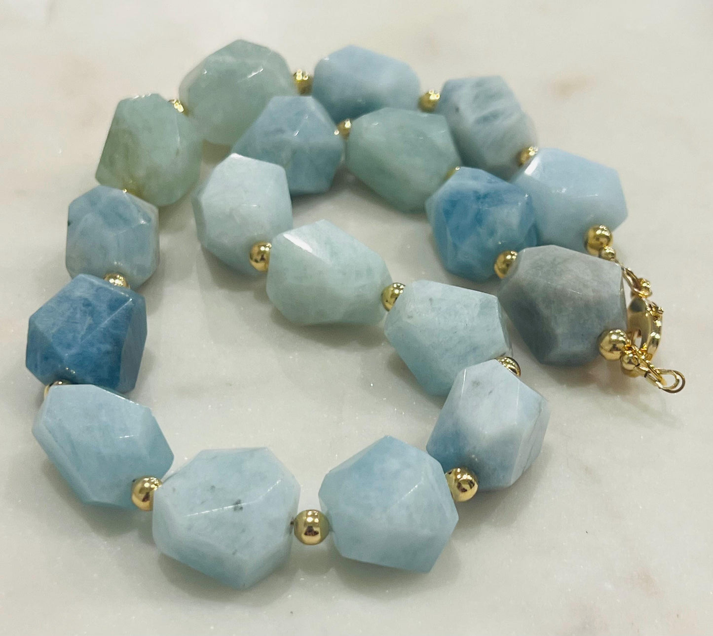 Aquamarine Beaded Chunky Necklace