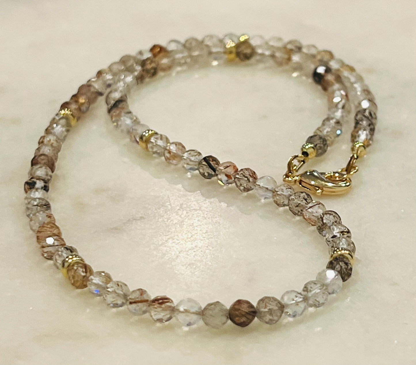 Copper Rutilated Quartz Beaded Necklace