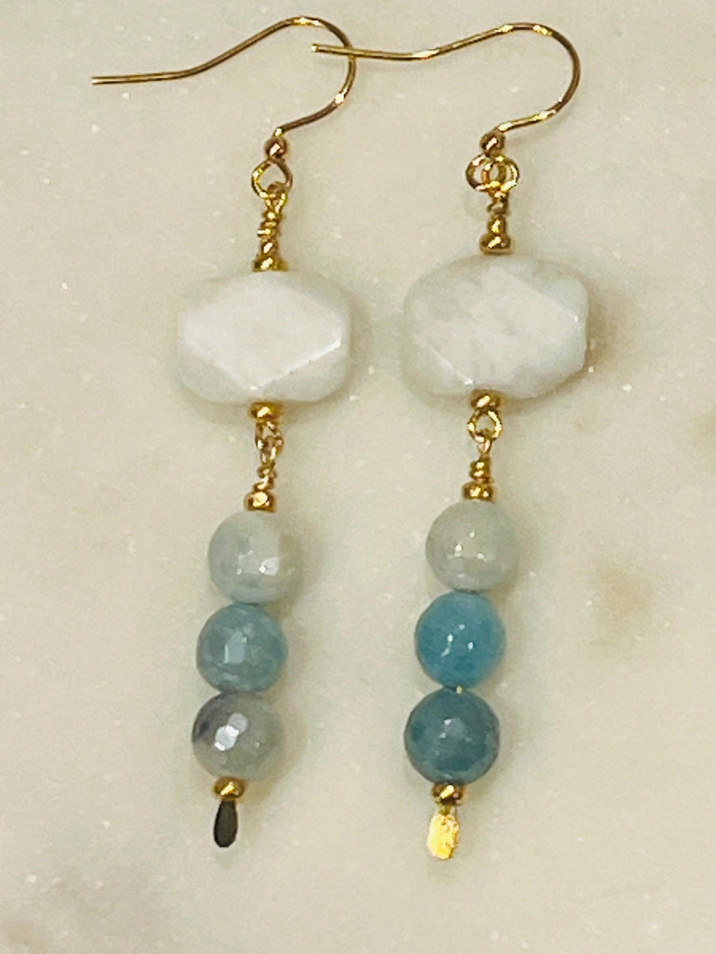 Rainbow Moonstone and Mystic Amazonite Beaded Earrings