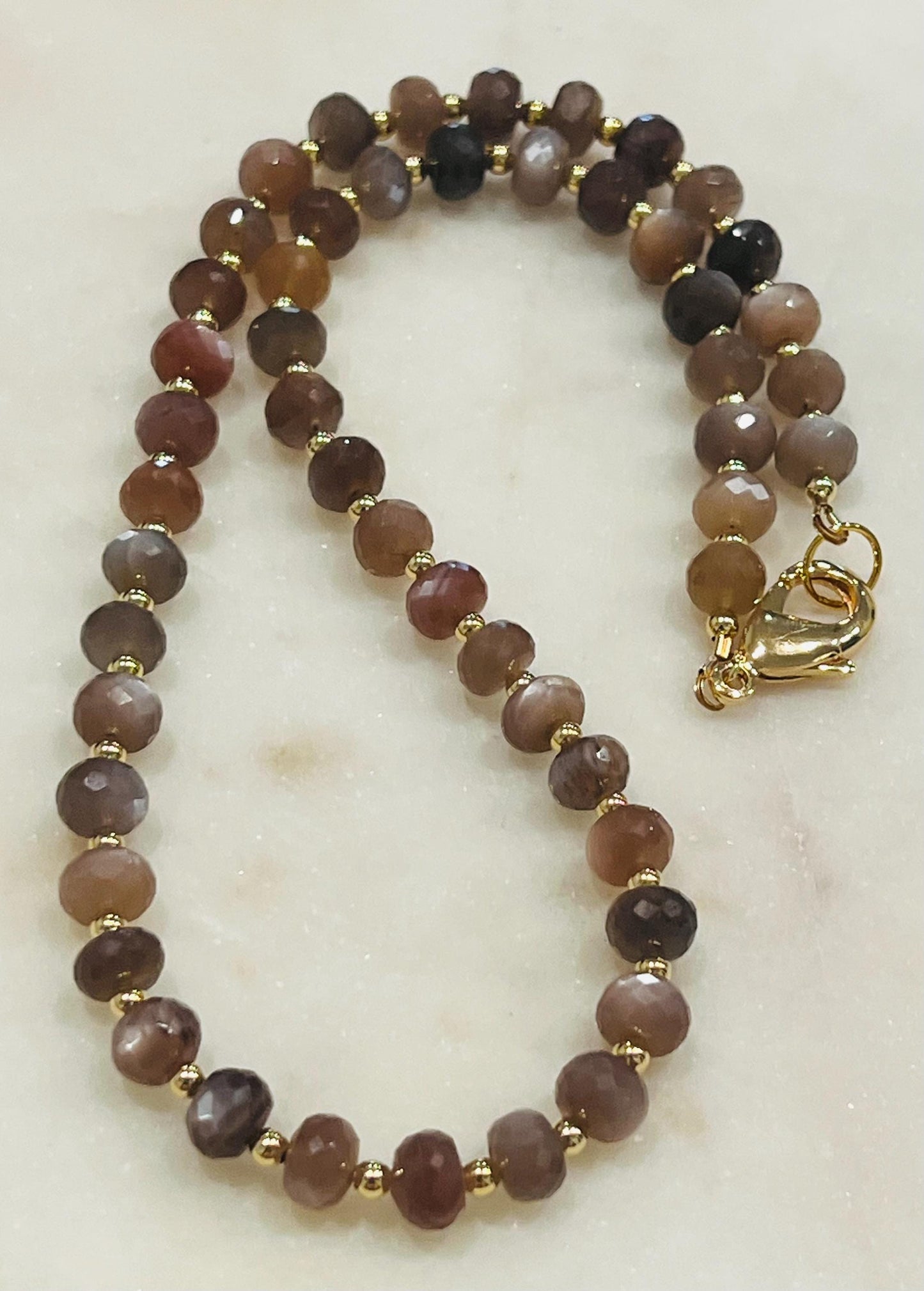 Chocolate Moonstone Beaded Necklace