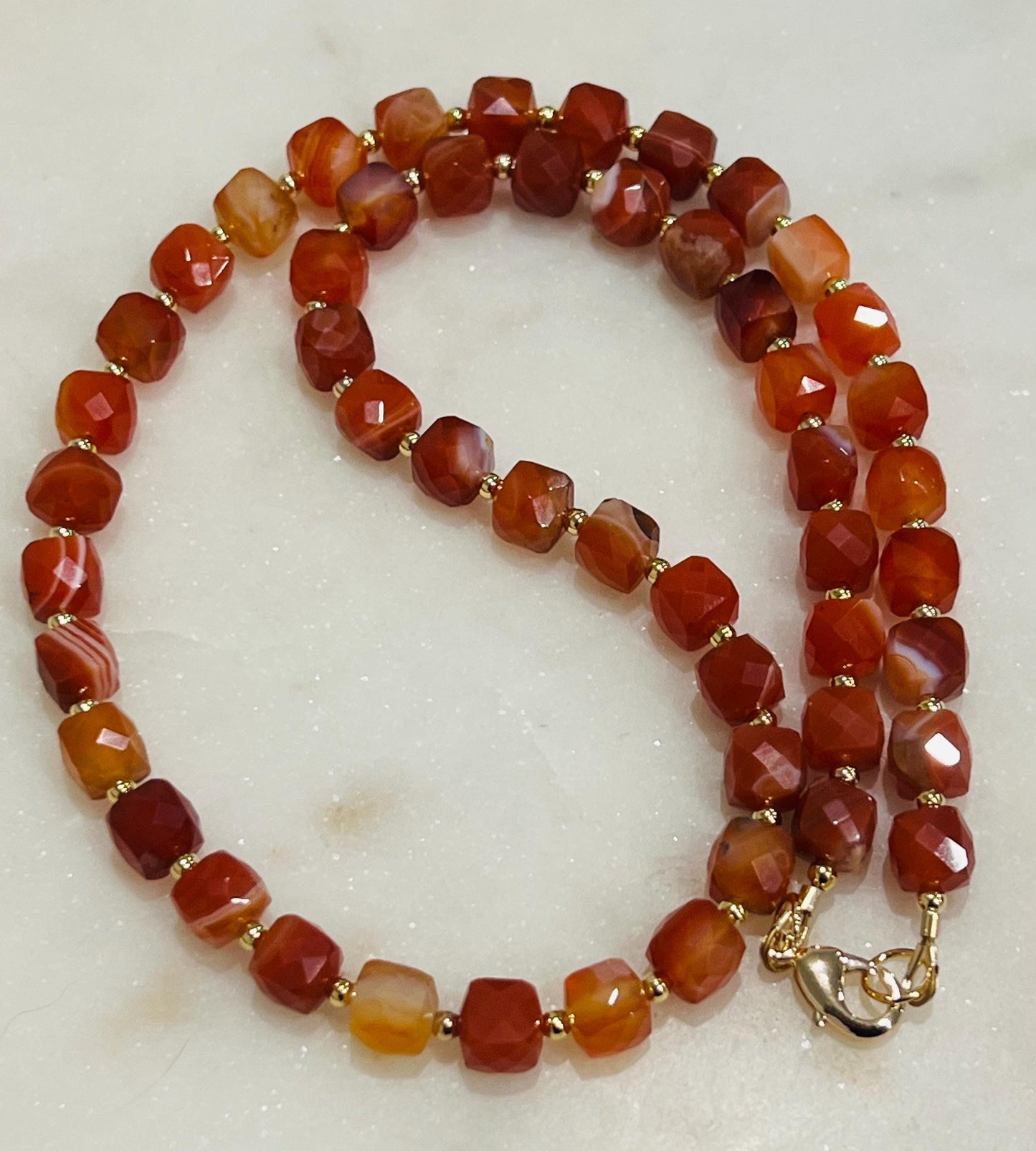 Red Stripe Agate Beaded Necklace