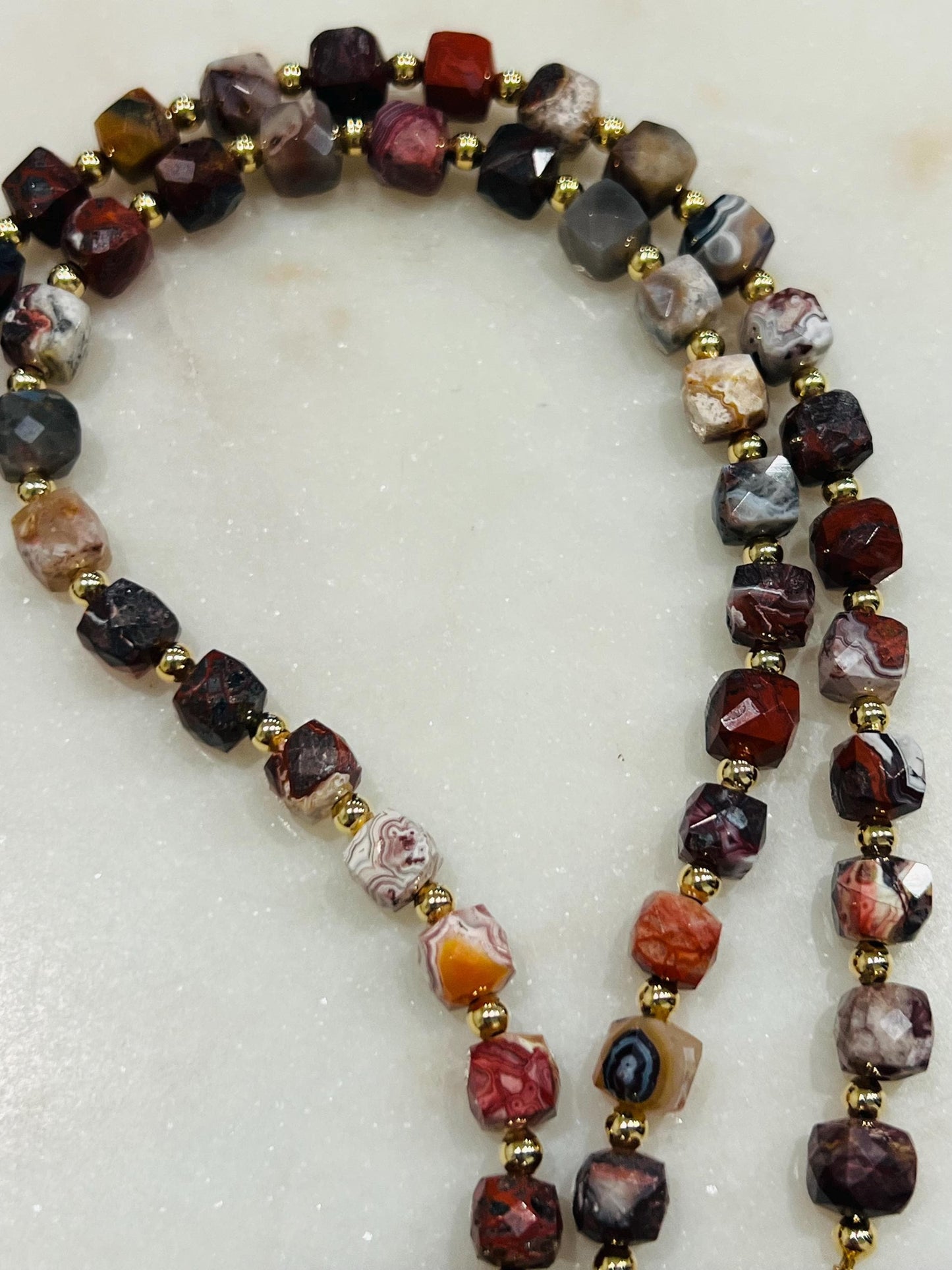 Mexican Crazy Lace Agate Beaded Necklace
