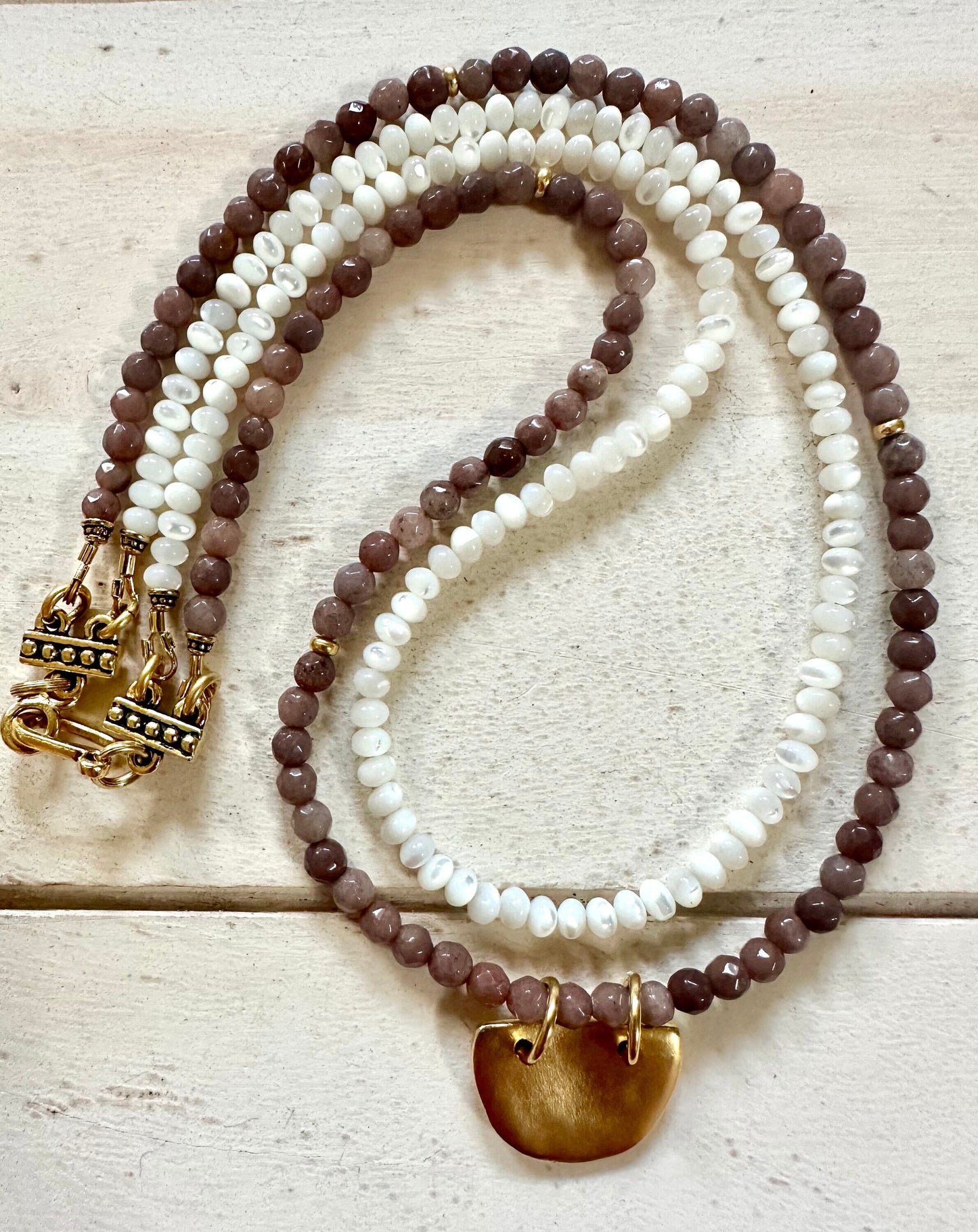 Aventurine and Mother of Pearl Beaded Necklace