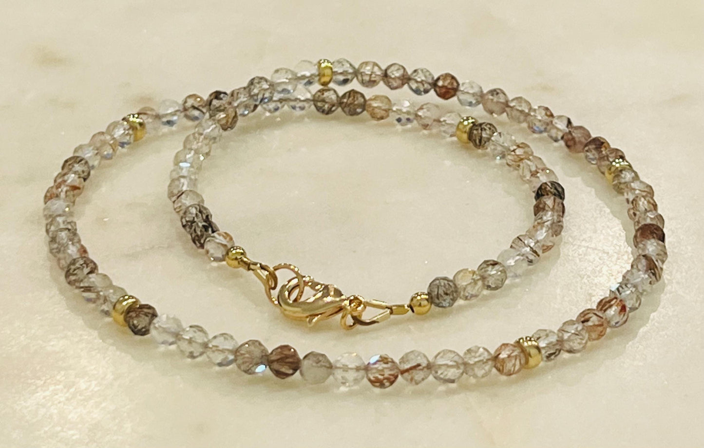 Copper Rutilated Quartz Beaded Necklace