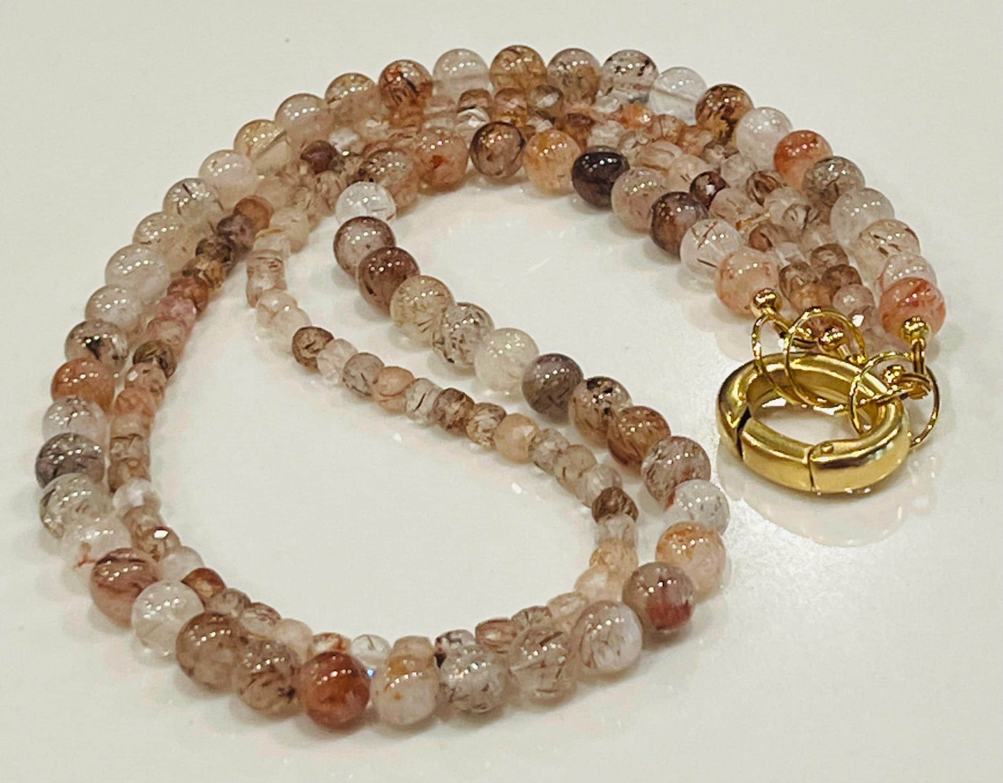 Copper Rutilated Quartz Double Strand Necklace