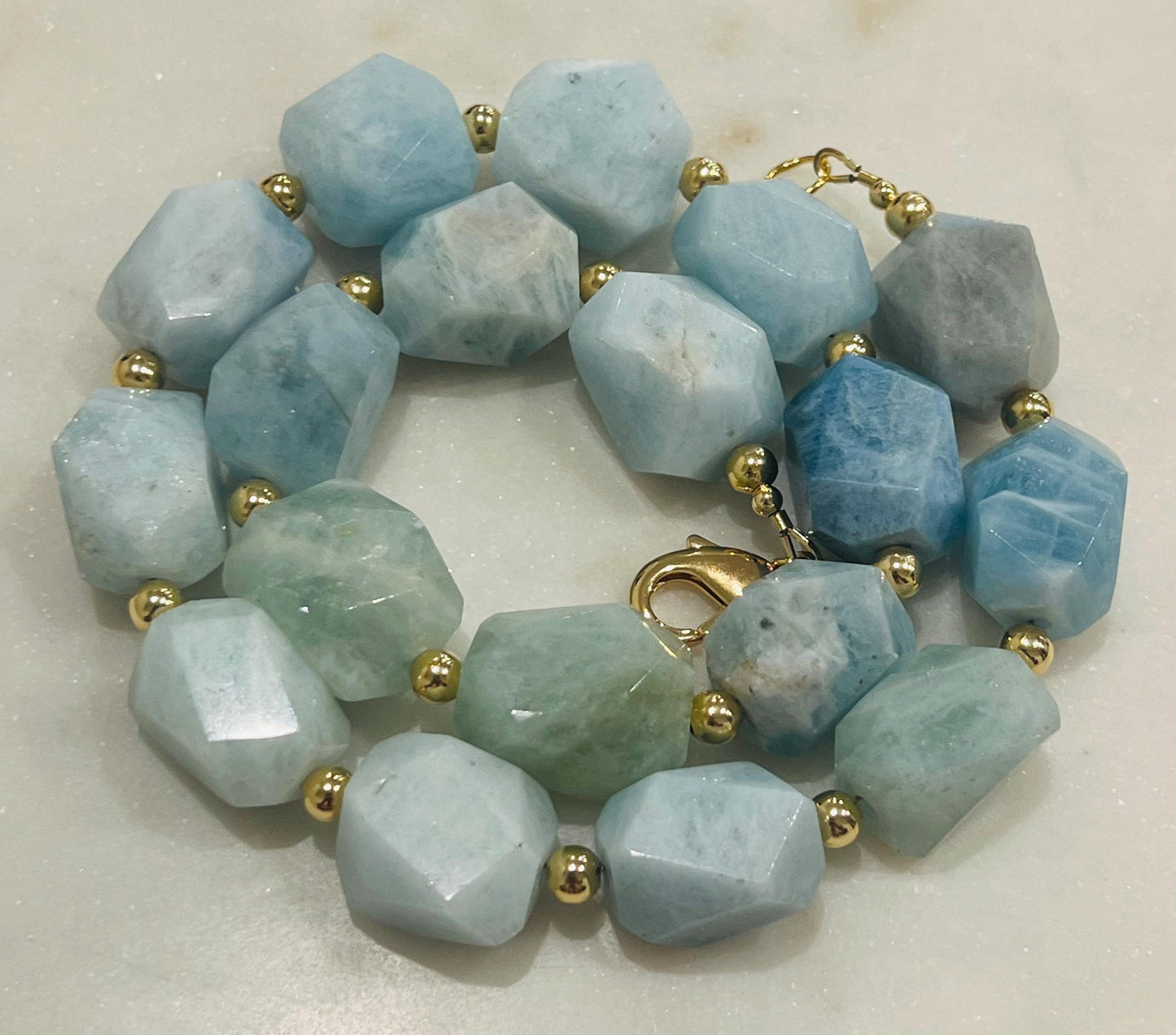 Aquamarine Beaded Chunky Necklace