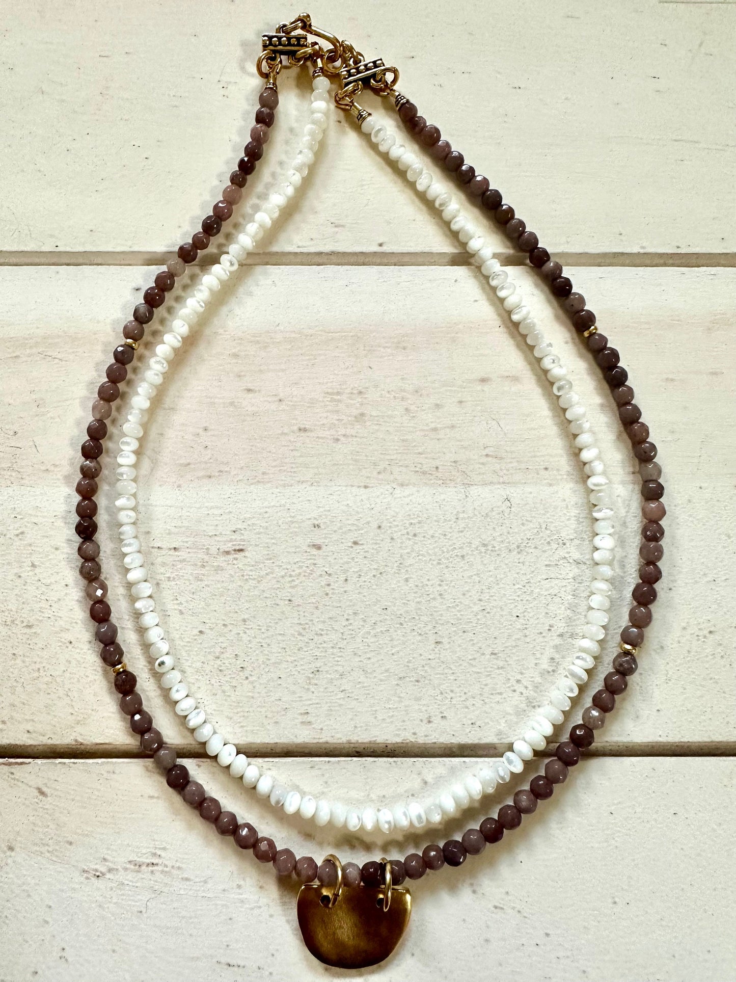 Aventurine and Mother of Pearl Beaded Necklace