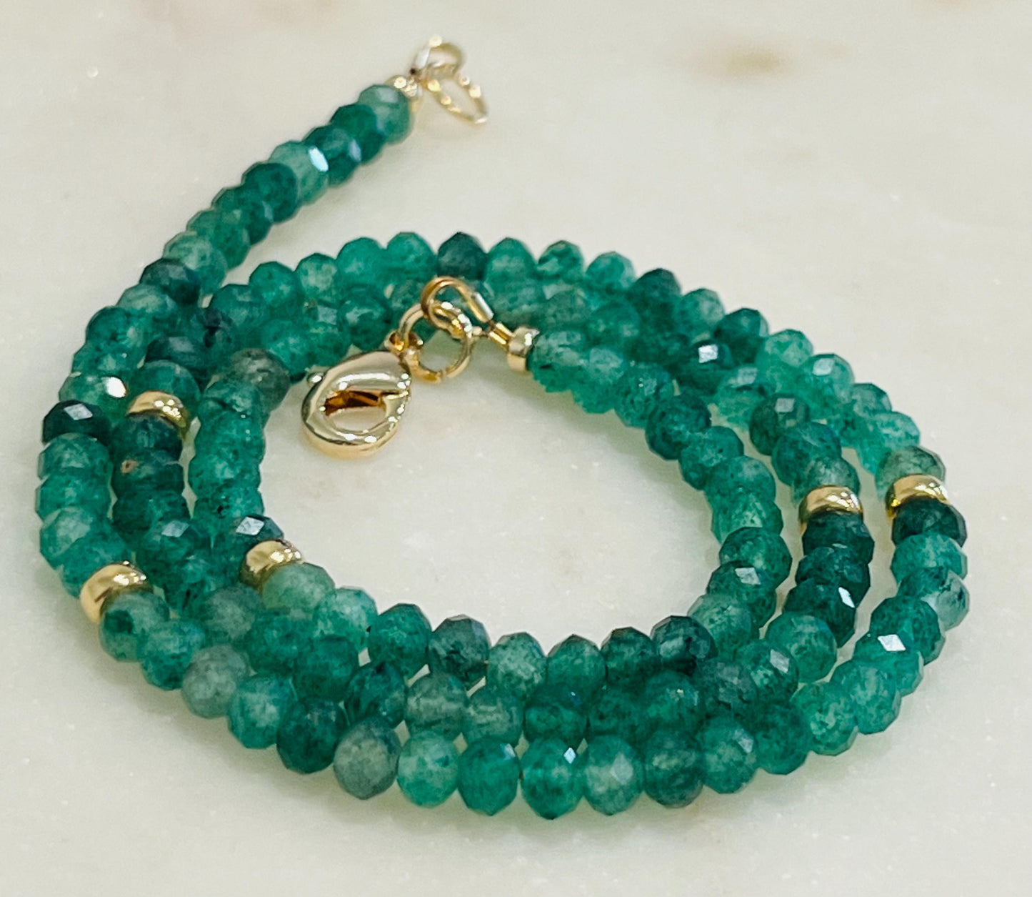 Green Strawberry Quartz Beaded Necklace