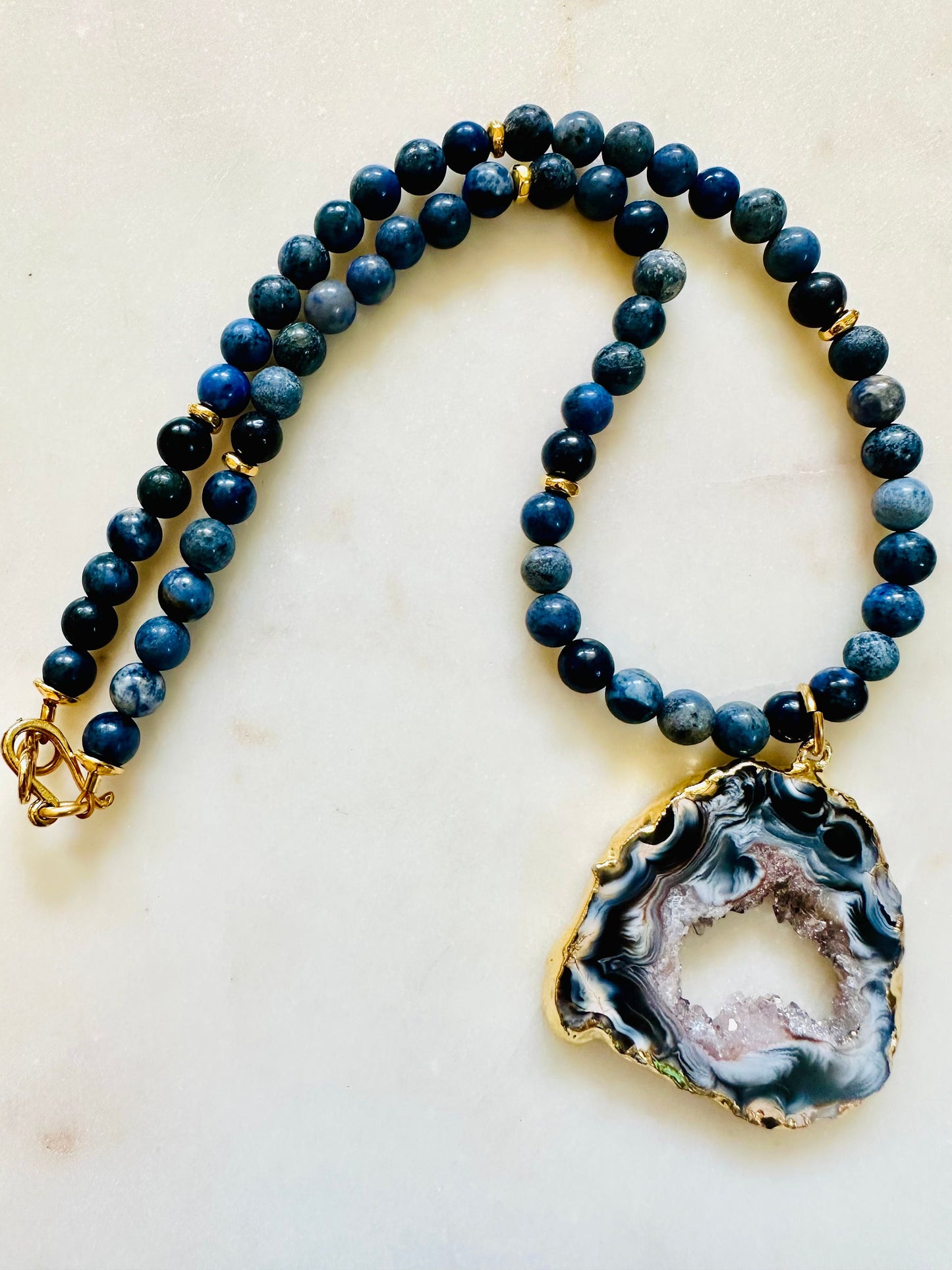 Dumortierite Quartz Beaded Necklace