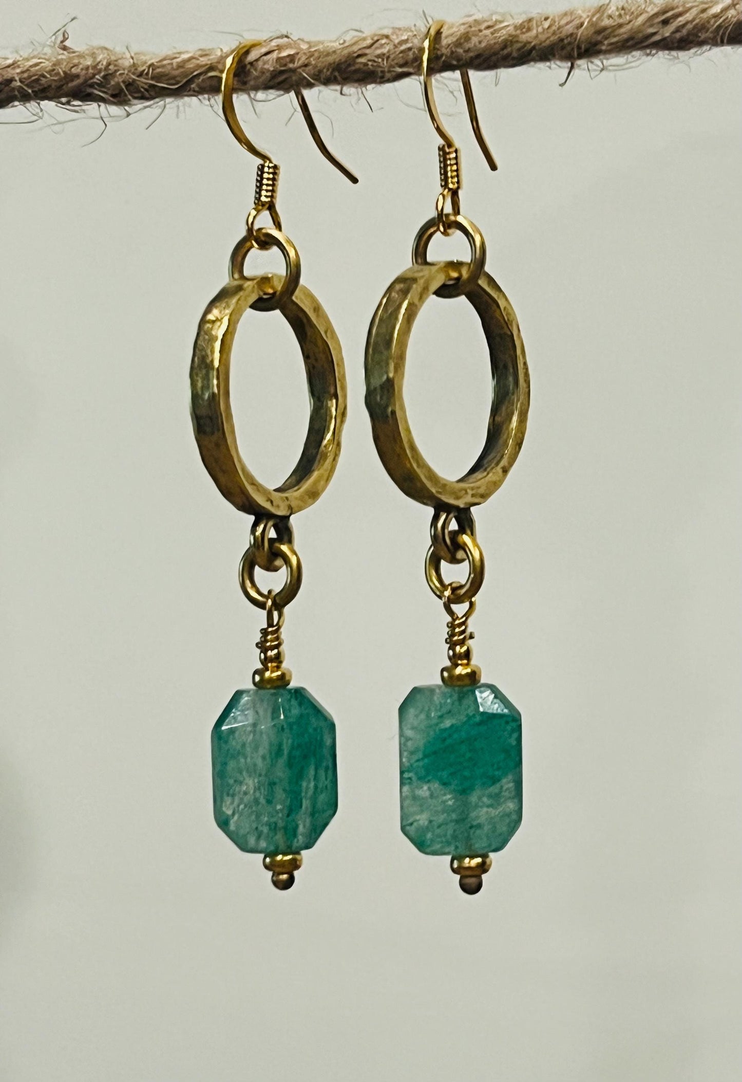 Green Strawberry Quartz Beaded Earrings
