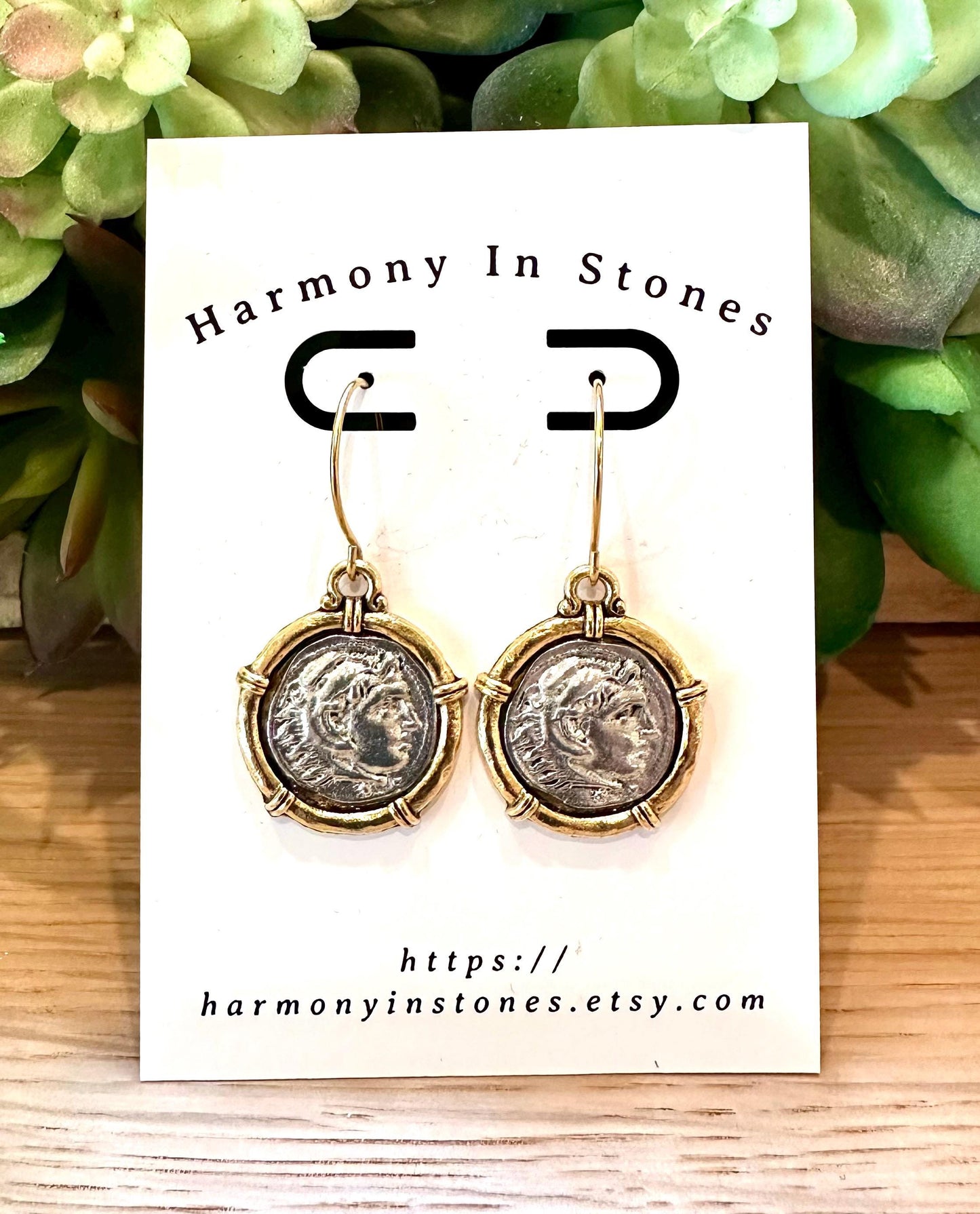 Roman Coin Drop Earrings
