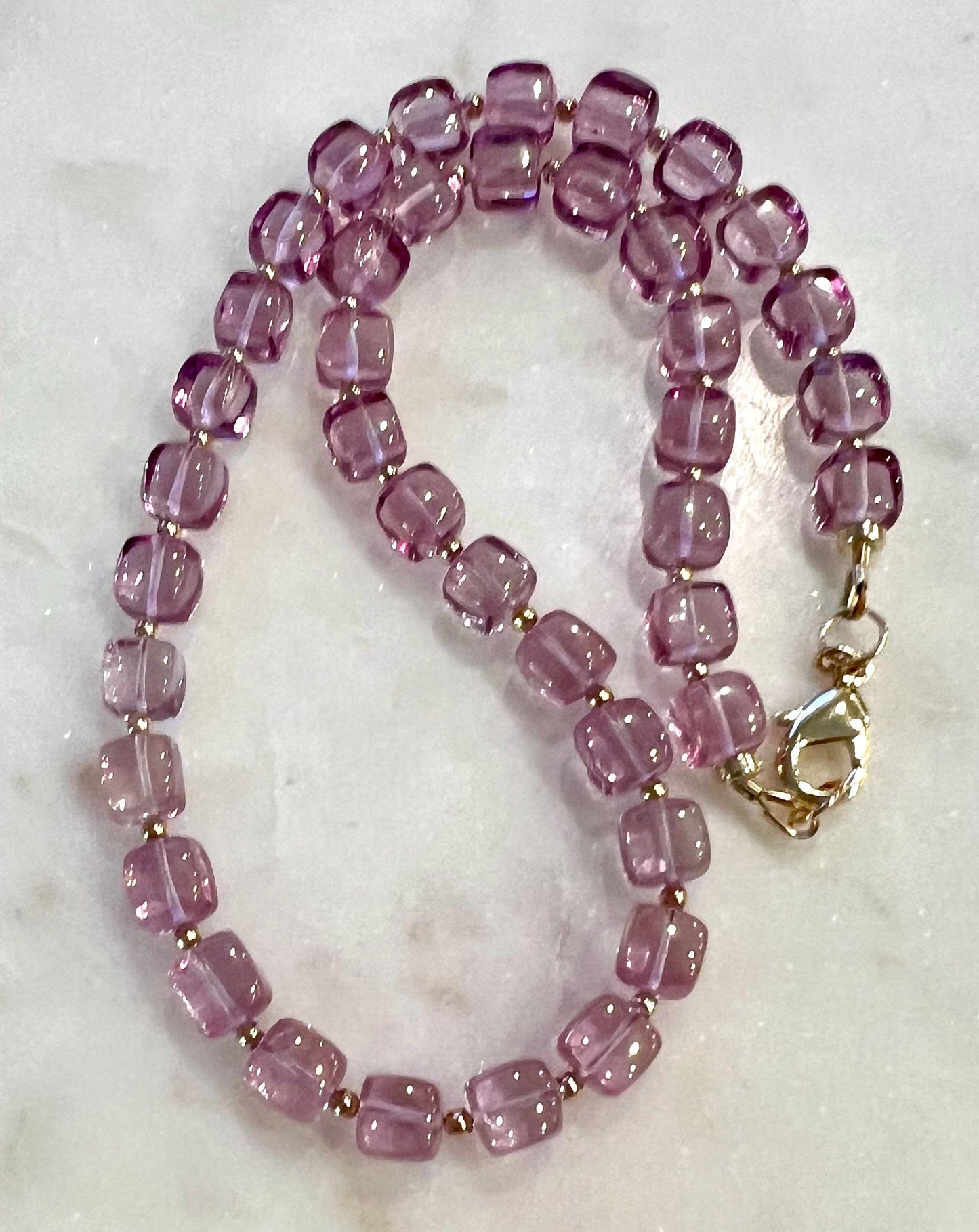 Pink Quartz Beaded Necklace