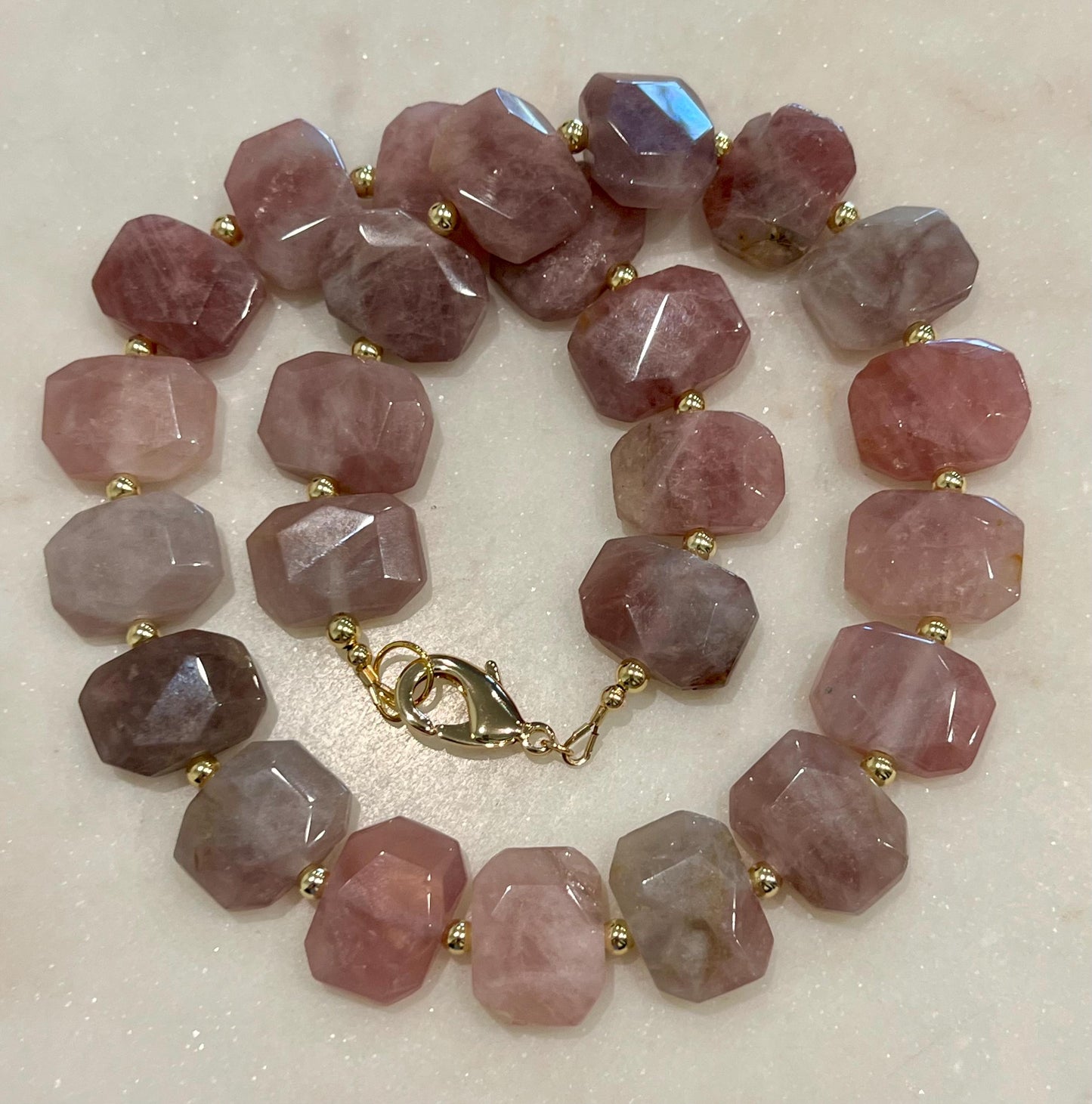 Madagascar Rose Quartz Beaded Necklace