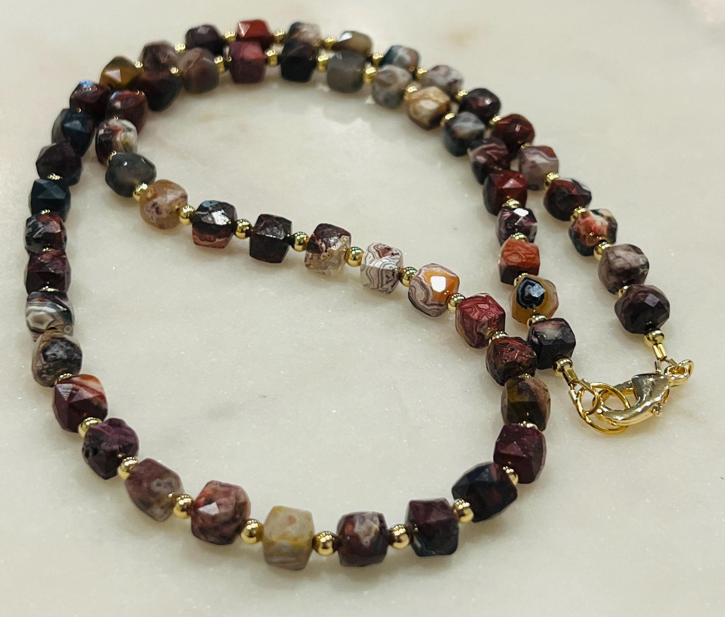 Mexican Crazy Lace Agate Beaded Necklace