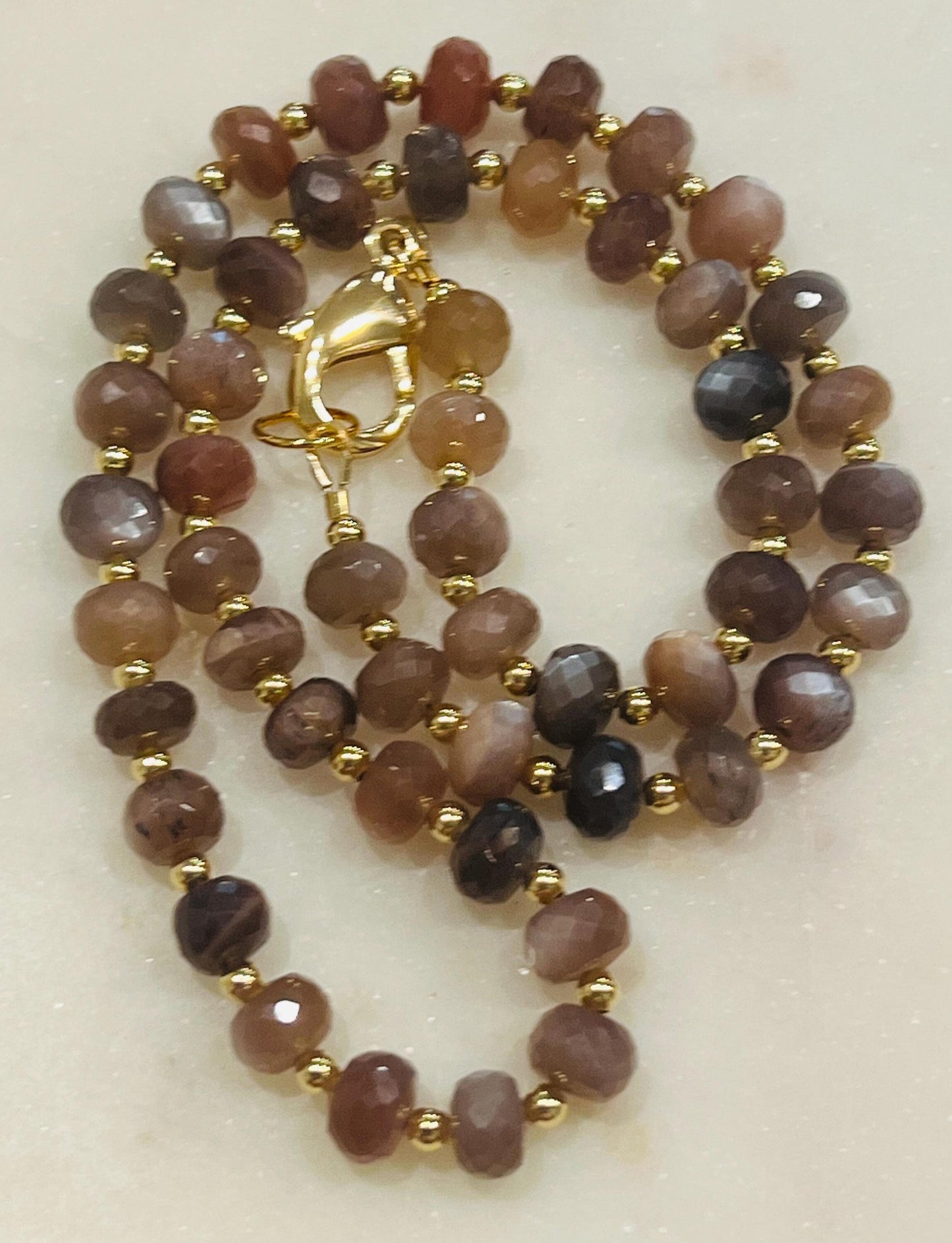 Chocolate Moonstone Beaded Necklace