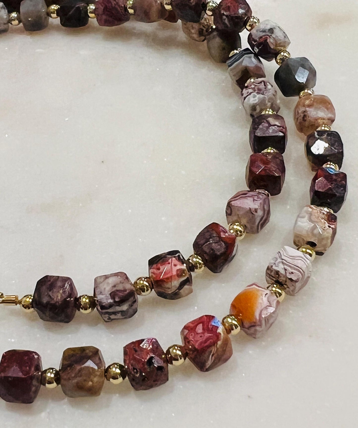 Mexican Crazy Lace Agate Beaded Necklace