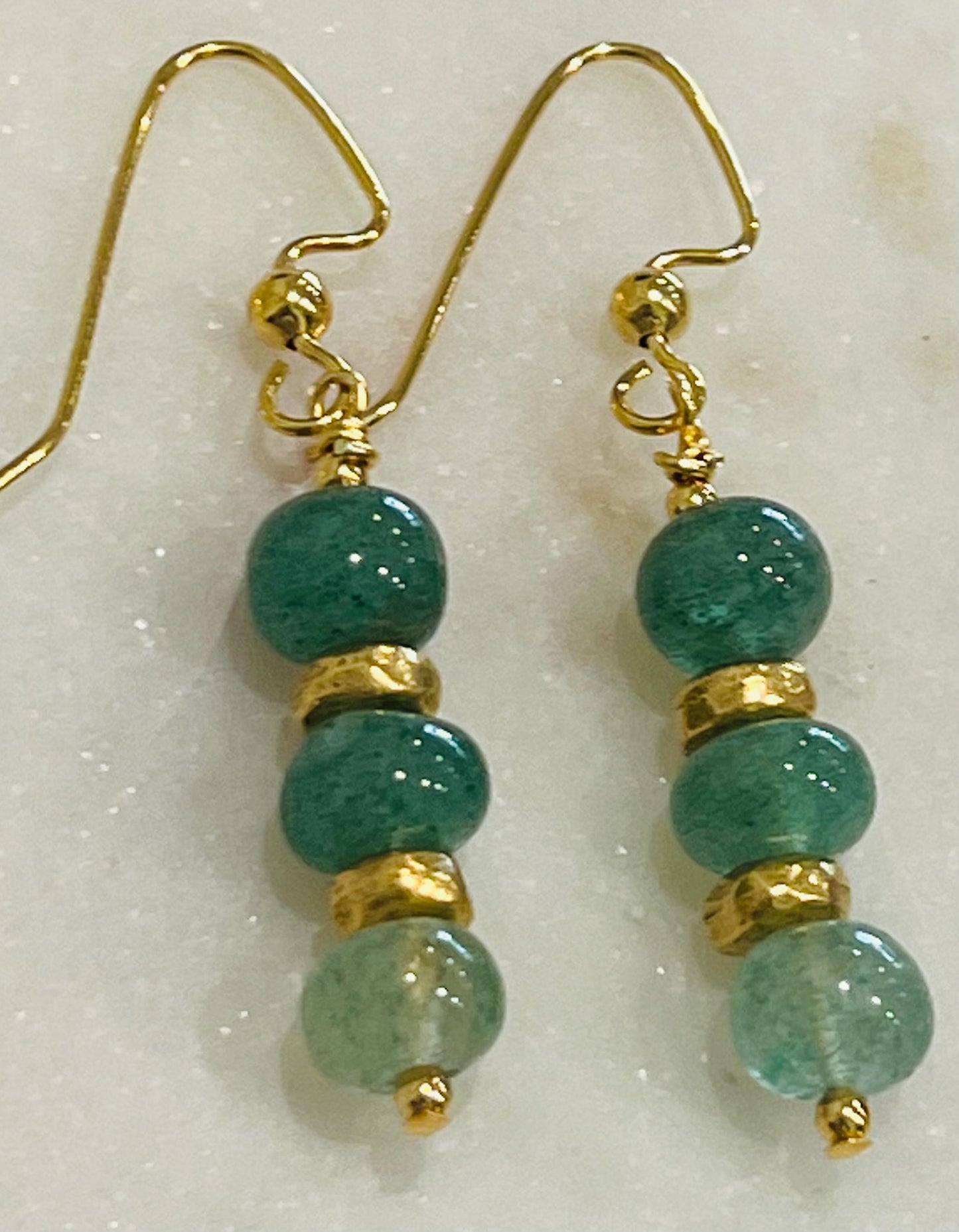 Green Strawberry Quartz Beaded Earrings