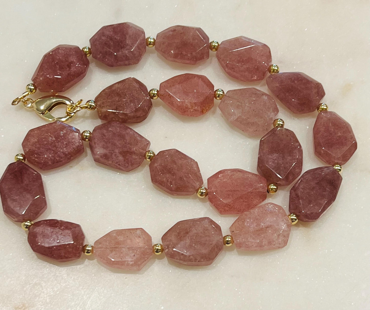 Strawberry Quartz Beaded Necklace