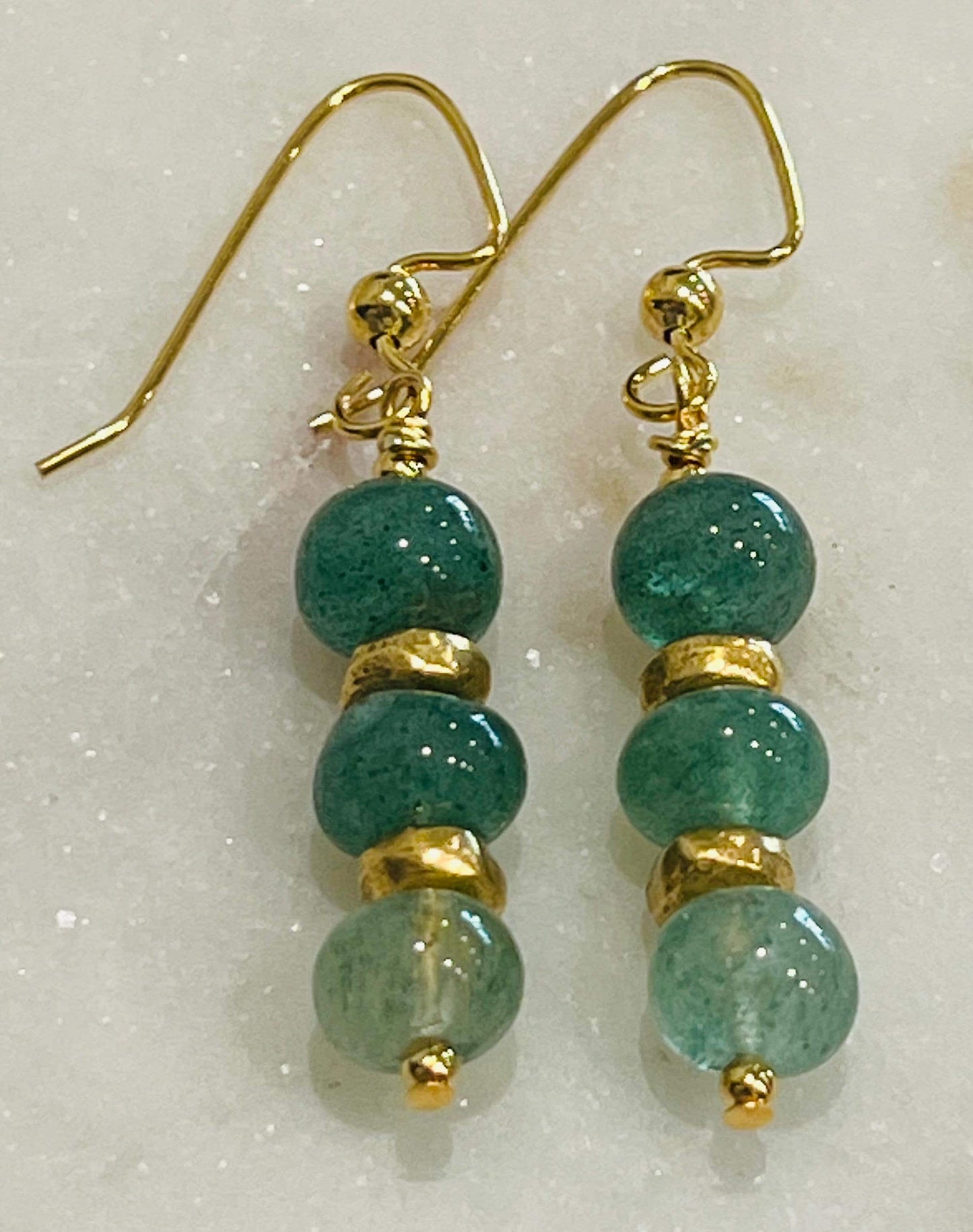 Green Strawberry Quartz Beaded Earrings