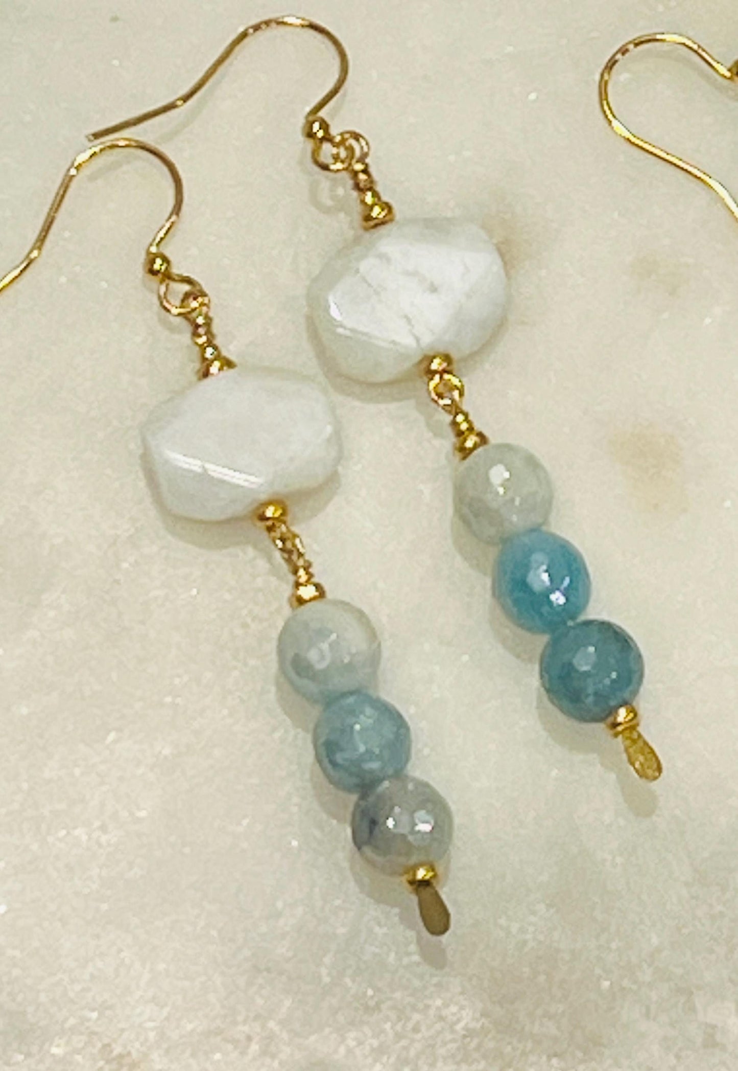 Rainbow Moonstone and Mystic Amazonite Beaded Earrings