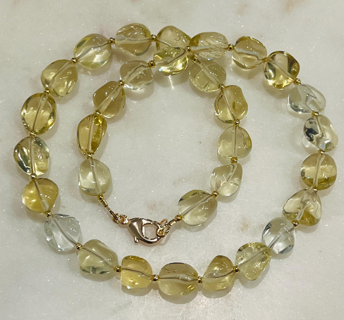 Lemon Quartz Beaded Necklace