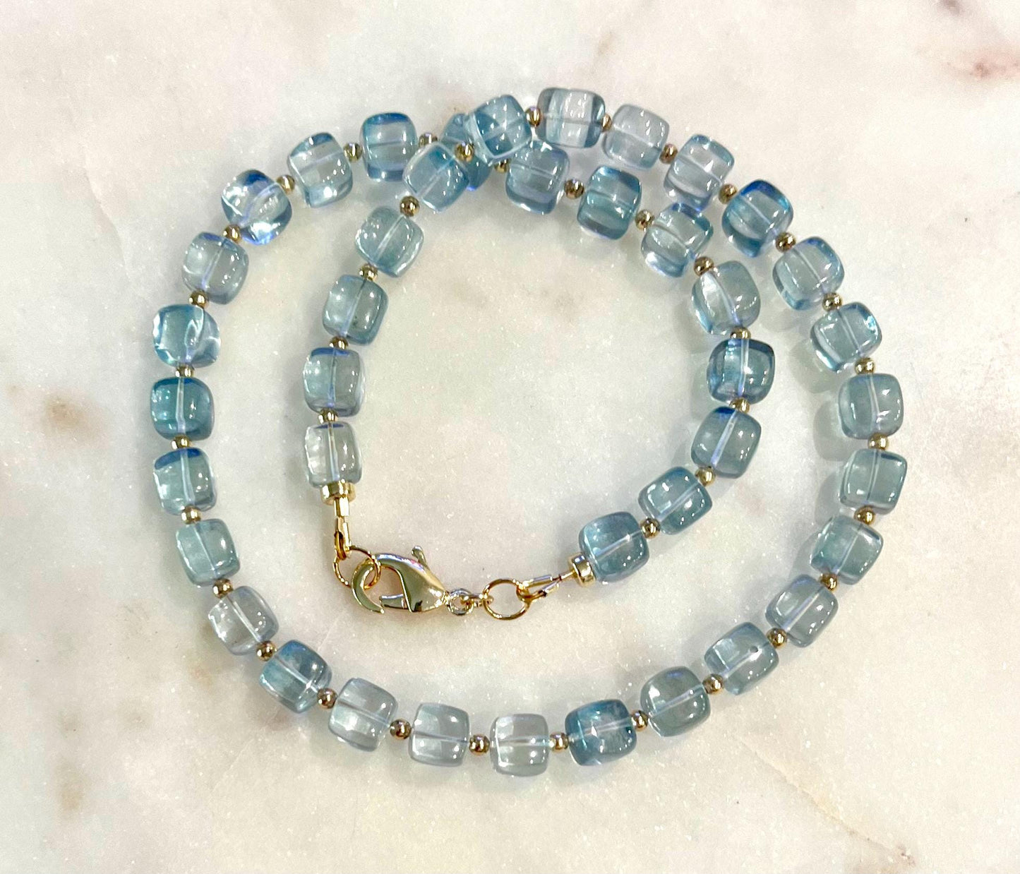Blue Quartz Beaded Necklace