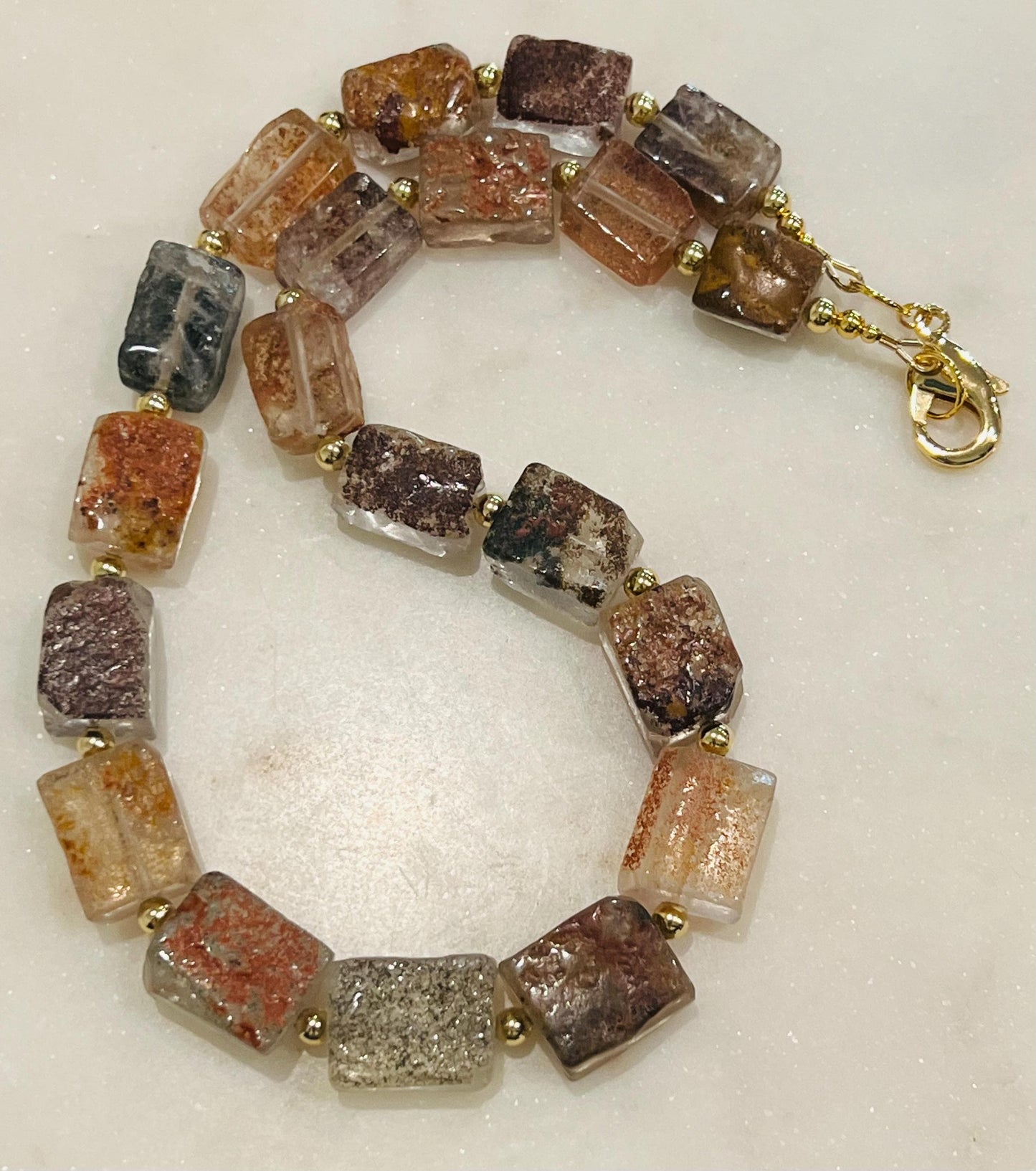 Natural Phantom Quartz Beaded Necklace