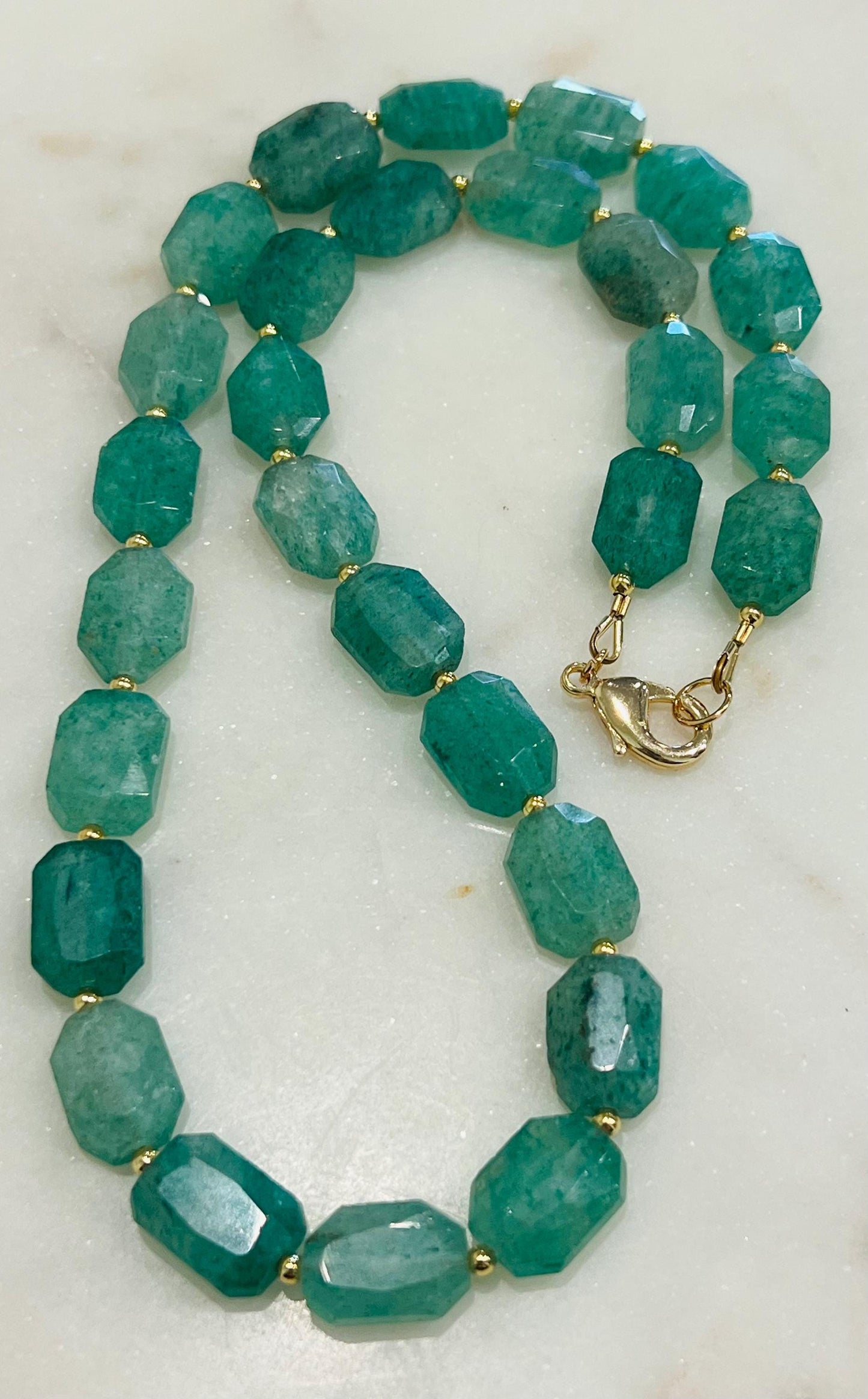 Green Strawberry Quartz Beaded Necklace