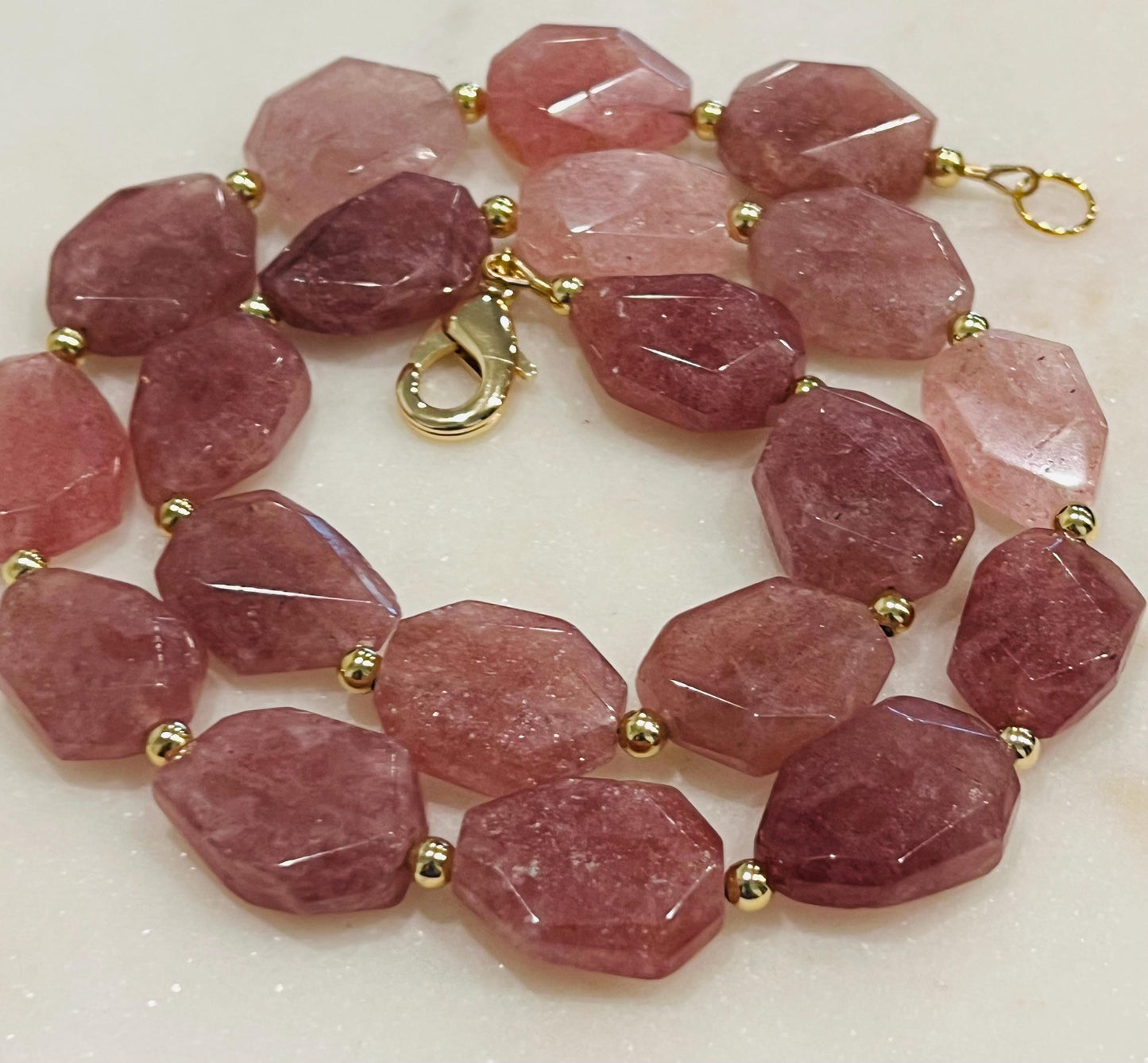 Strawberry Quartz Beaded Necklace