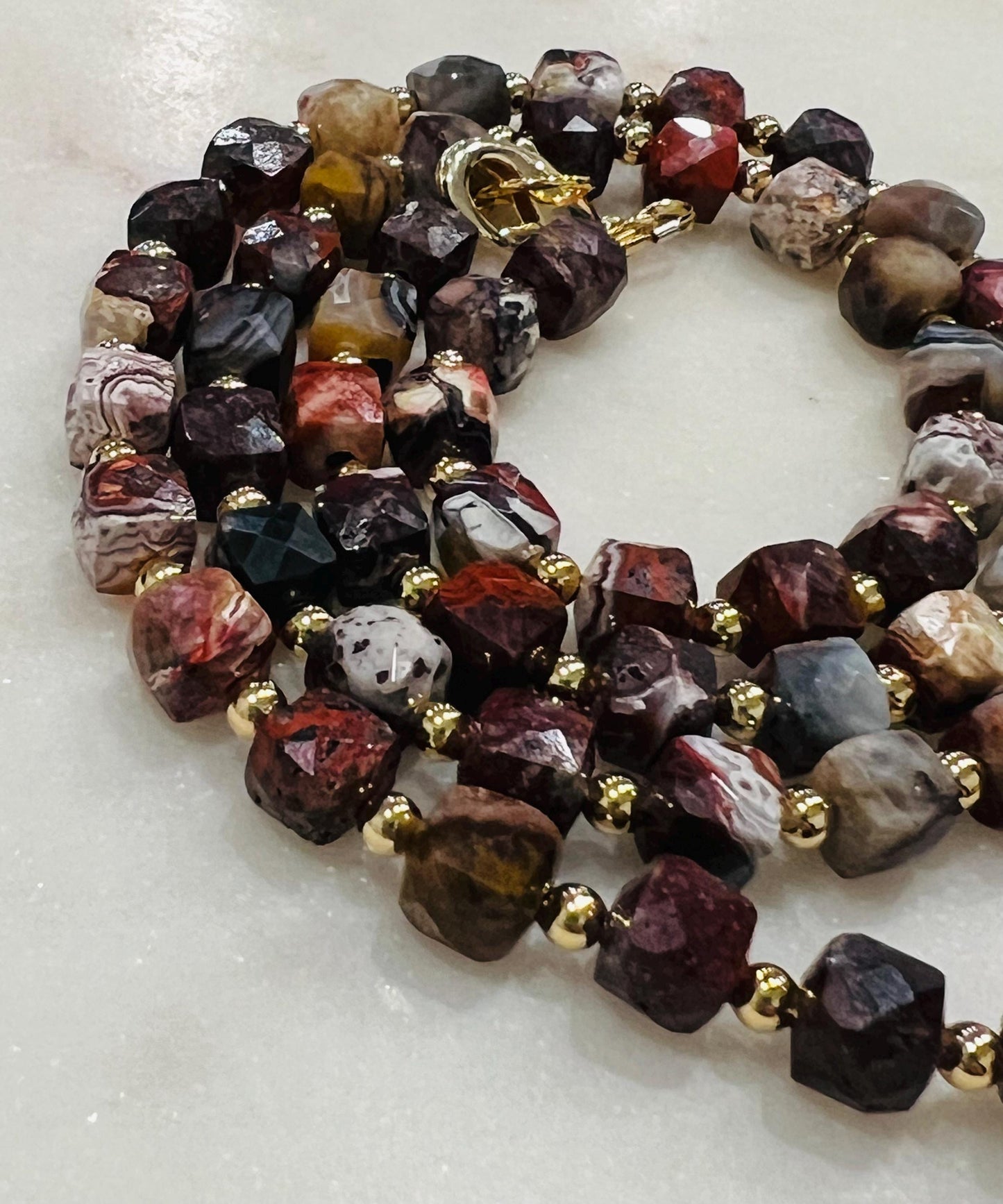 Mexican Crazy Lace Agate Beaded Necklace