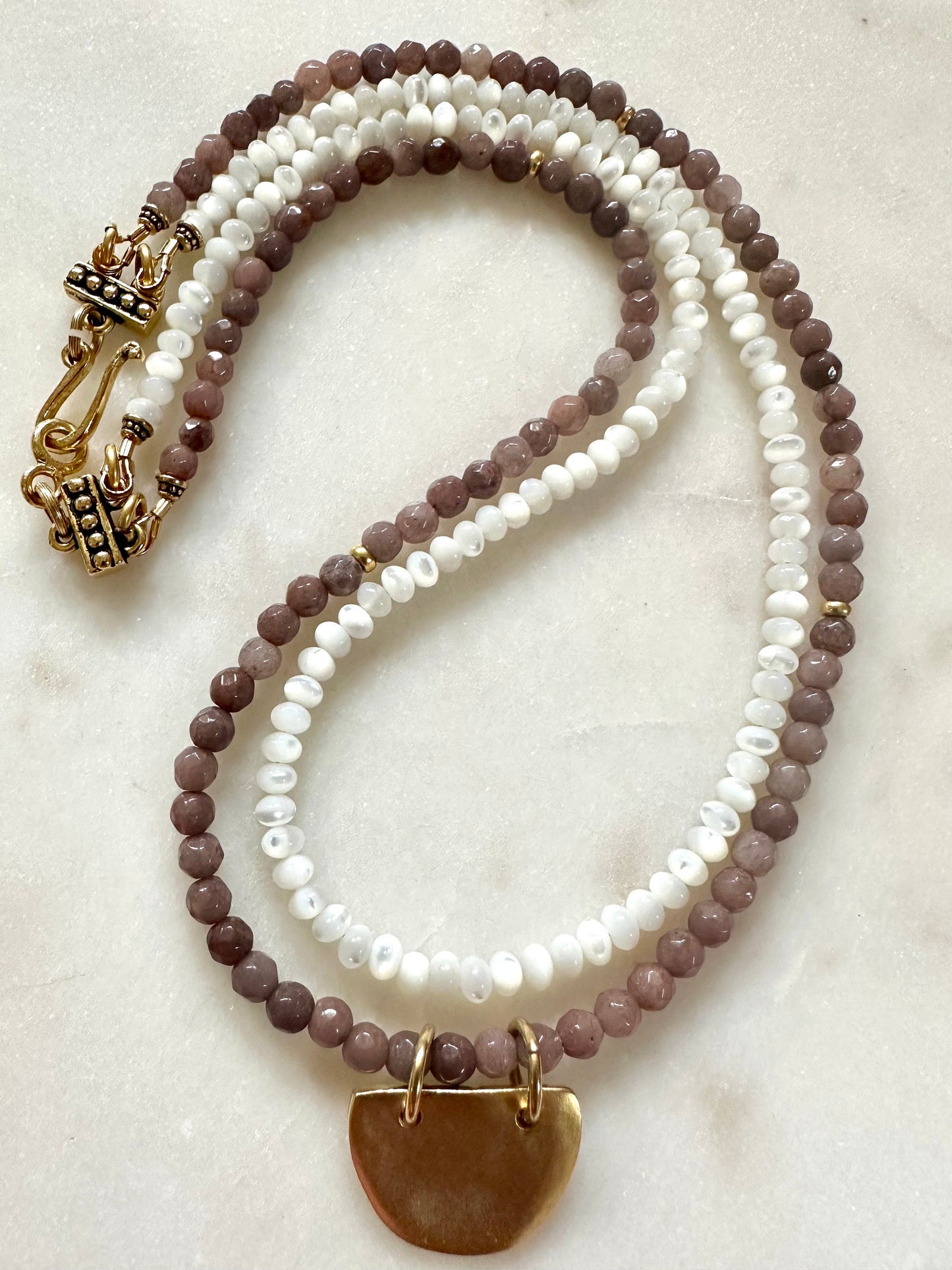 Aventurine and Mother of Pearl Beaded Necklace