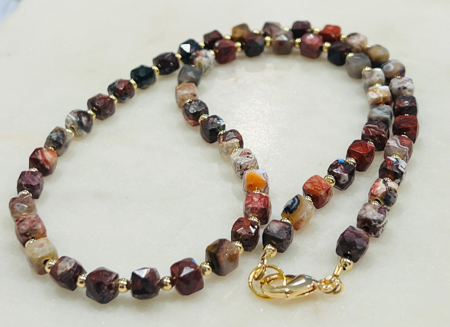 Mexican Crazy Lace Agate Beaded Necklace